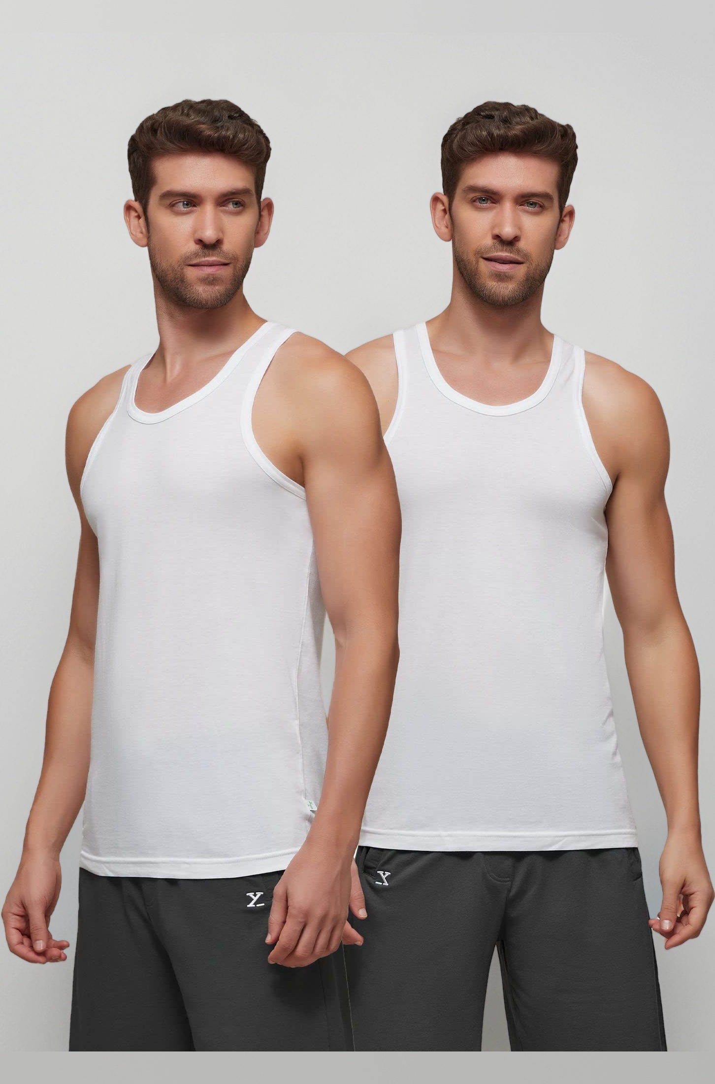 XYXX Men's Cotton Modal Round Neck Vest, Antimicrobial,breathable,Ultralight Baniyan for Man, Soft and Comfortable Men's Inner (Pack of 2)