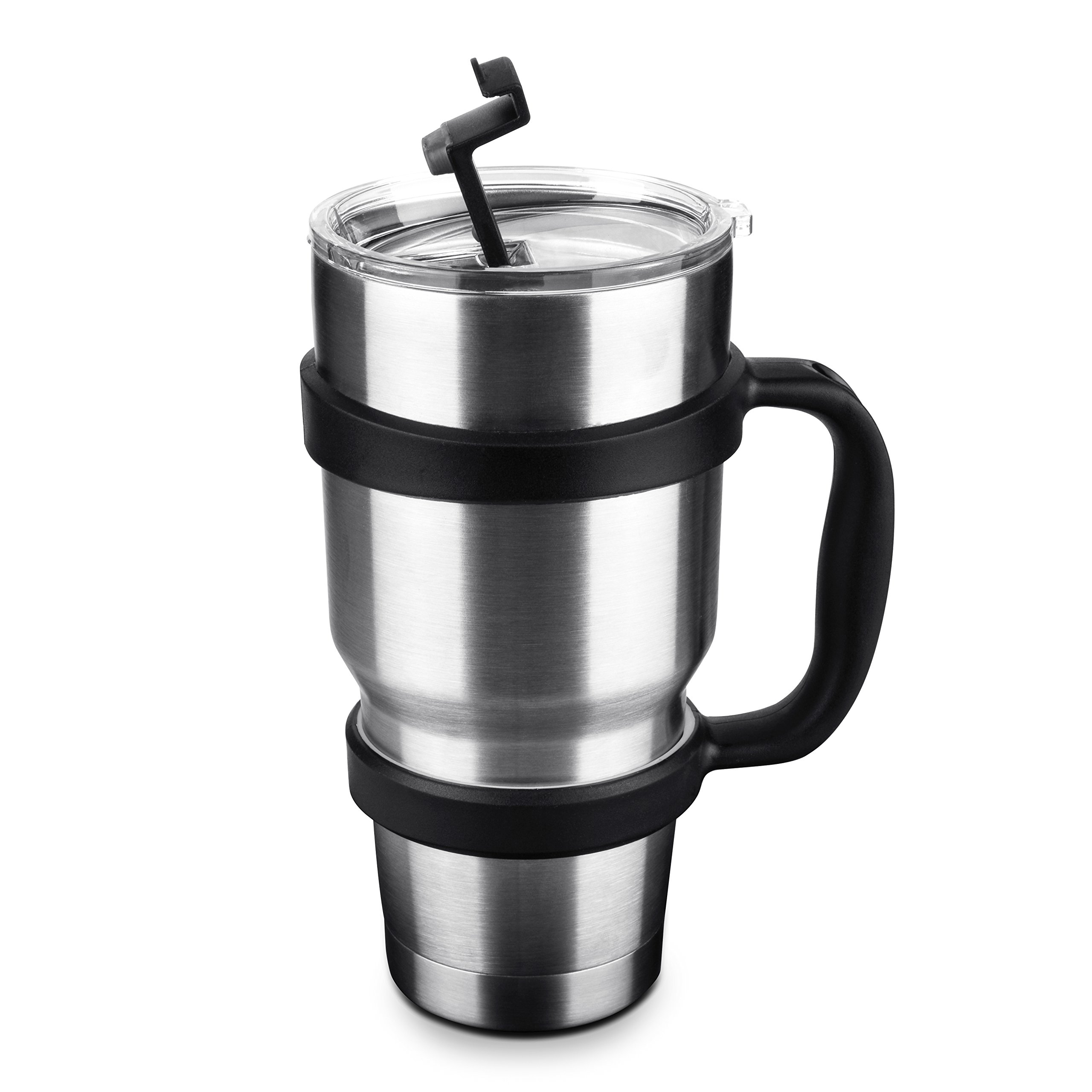 Portable Tumbler Stainless Steel Vacuum Insulated Double Wall Travel Mug Cup With Handle Splash Proof Lid -30 oz