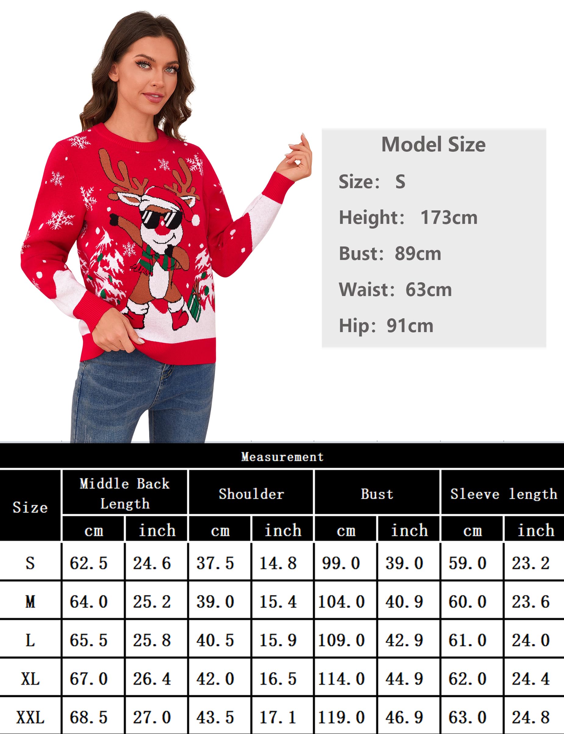 Uniexcosm Pull De Noel Femme Pullover Noel Femme Chaud Col Rond Pull Hiver Pull Noel Pull De Noël pour Famille Élégant
