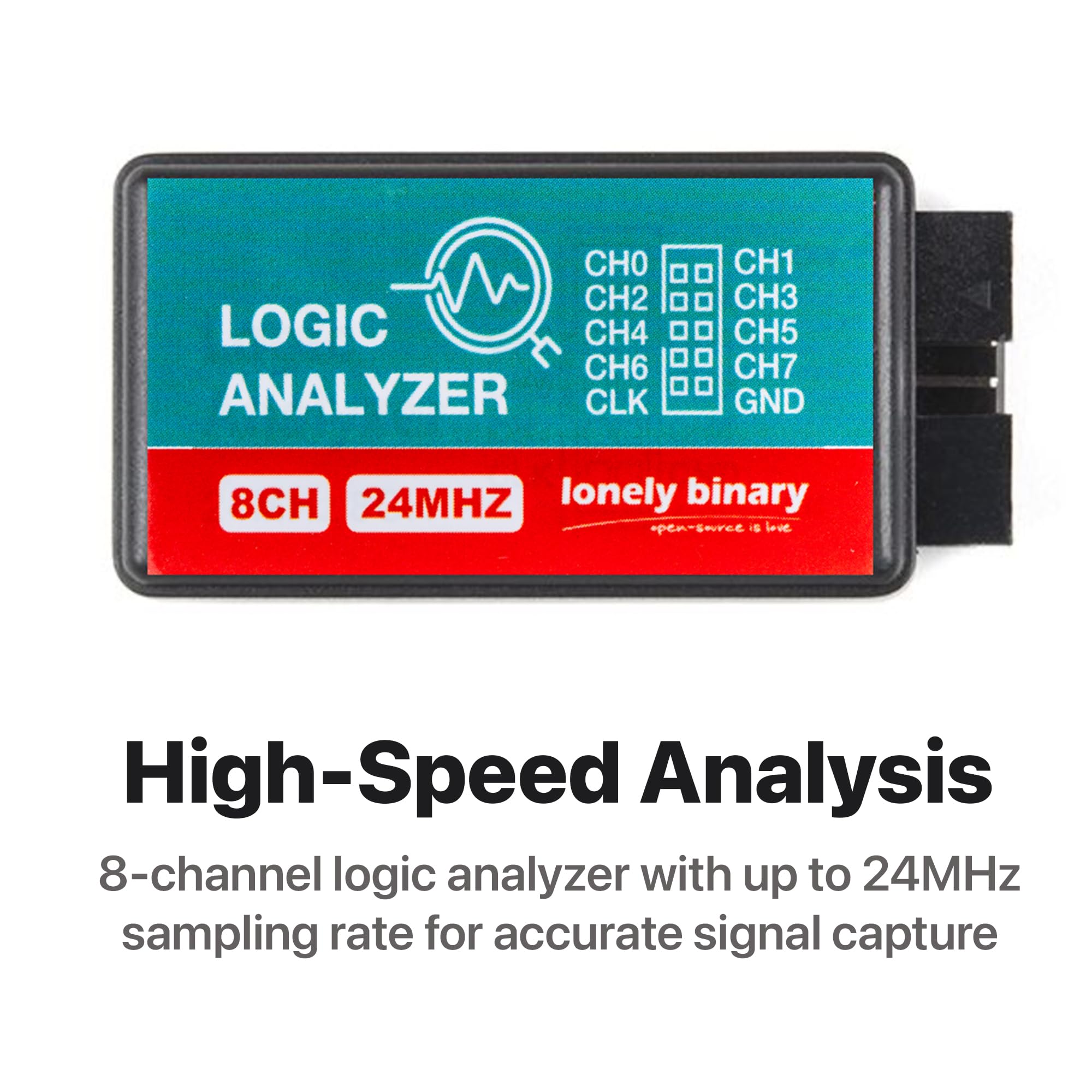 Lonely Binary Logic Analyzer 8 Kanäle 24MHz USB-Kit mit Basismodul, Breadboard Breakout Board, USB-A & Typ-C-Kabel, Testclips, Krokodilklemmen, kompatibel mit Arduino ESP32 STEM DIY-Projekten