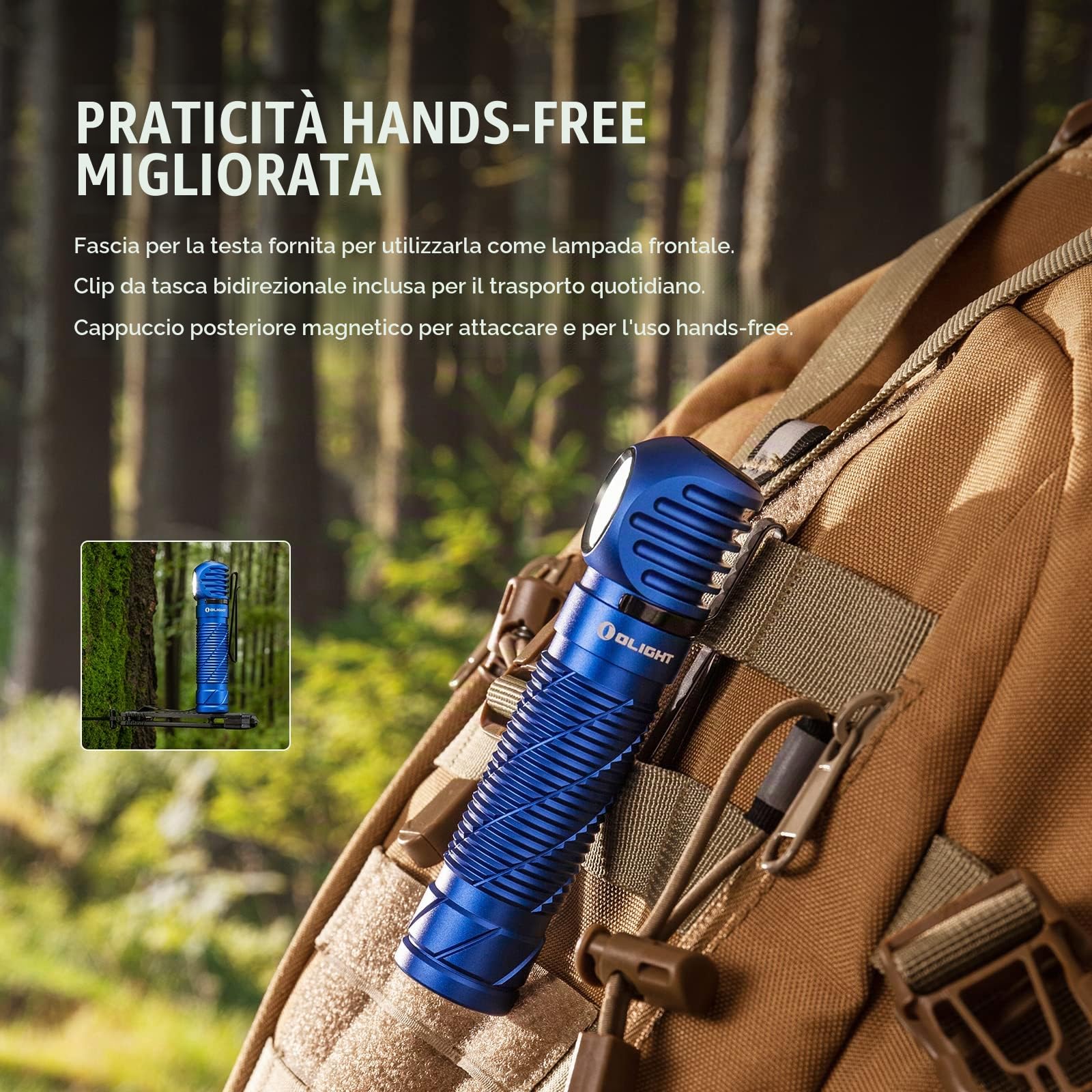 OLIGHT Perun 2 Torcia Frontale LED Ricaricabile 2500 Lumen 12 Giorni Max | 5 Modalità LED Bianca e Rossa Dimmerabile, USB Lampada Frontale Impermeabile IPX8, 150 Metros, Torcia da Testa Corsa, Deserto