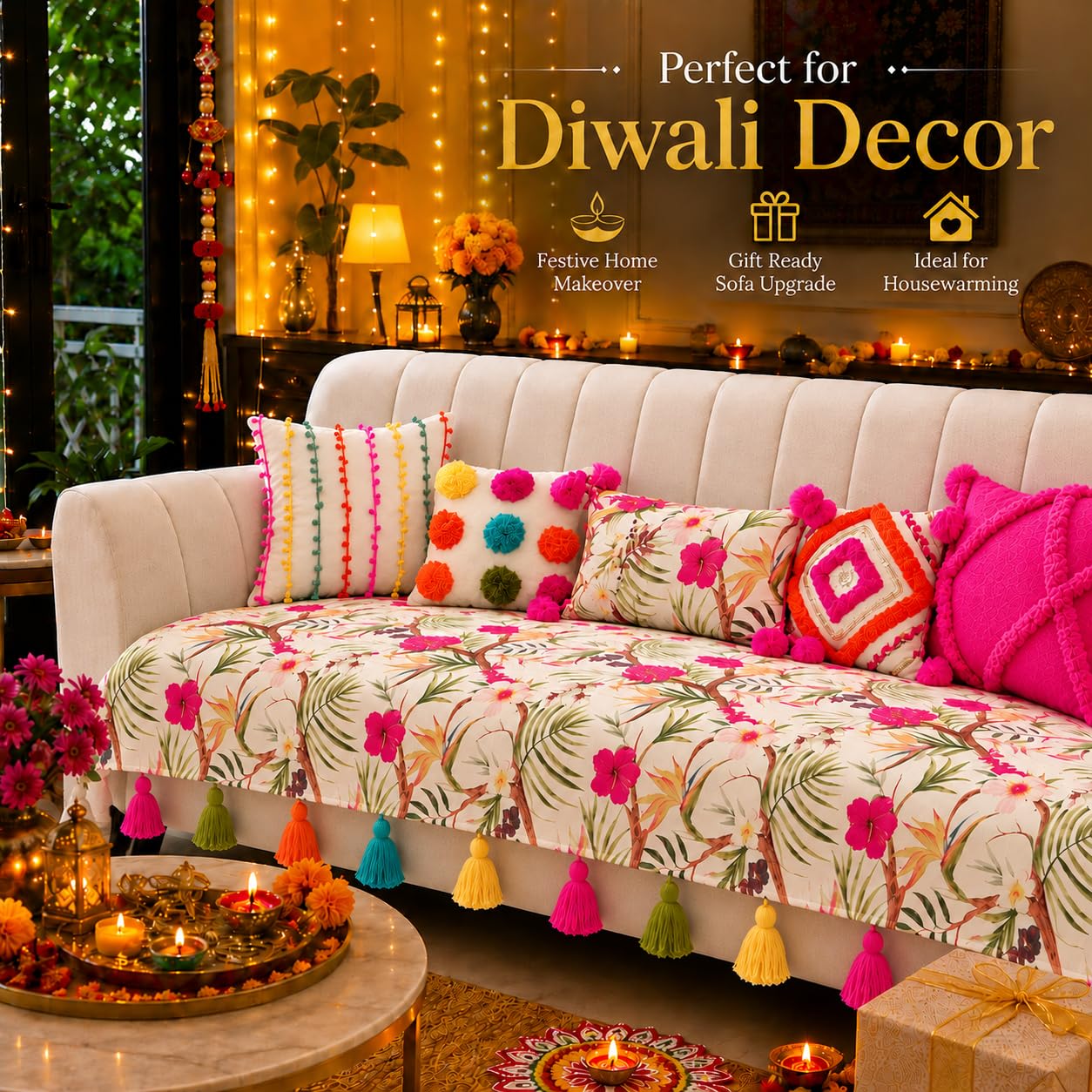 Tropical Floral Sofa Cover - Pet & Scratch Resistant -8
