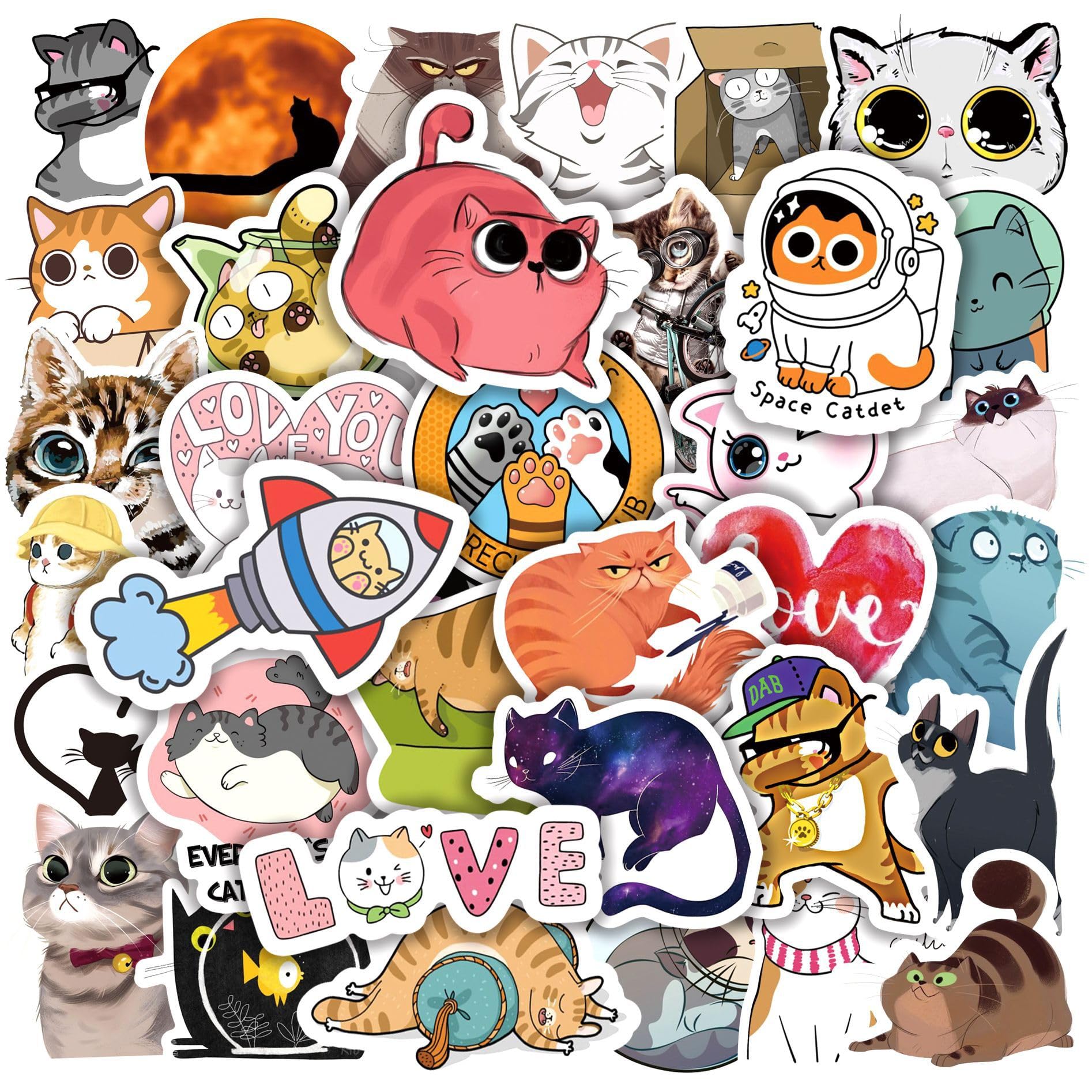 50 Pegatinas Gato Kawaii, Lindo Kawaii Dibujos Animados Gato Divertido Pegatinas, Pegatinas Lindo Animal, Scrapbook Pegatinas De Vinilo Resistente Al Agua.