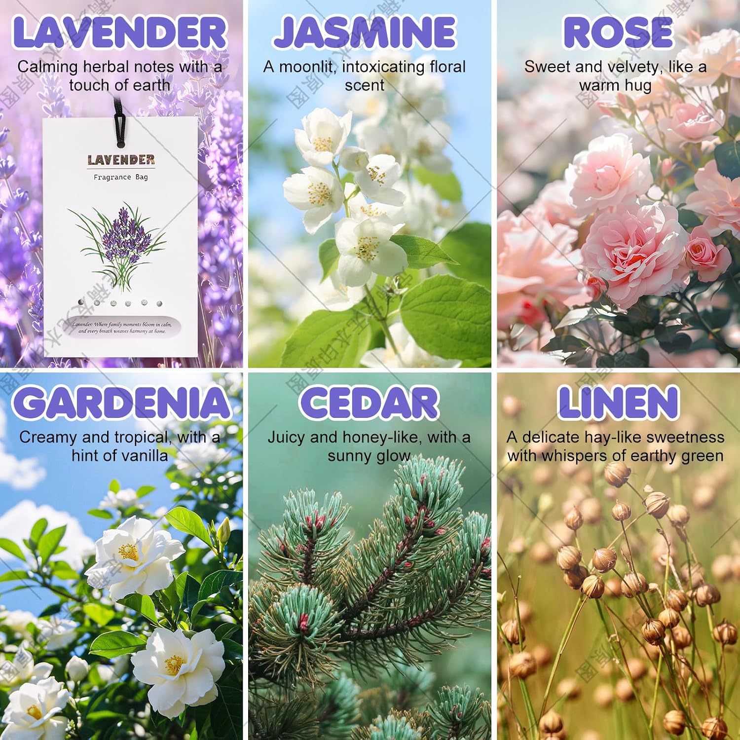 Aryiten 8 Packs Large Rose Scented Sachets for Closet Deodorizer Drawers, Hanging Long Lasting Potpourri Bags Home Fragrance Air Freshener