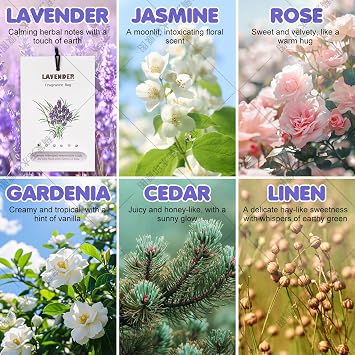 Aryiten 8 Packs Large Rose Scented Sachets for Closet Deodorizer Drawers, Hanging Long Lasting Potpourri Bags Home Fragrance Air Freshener