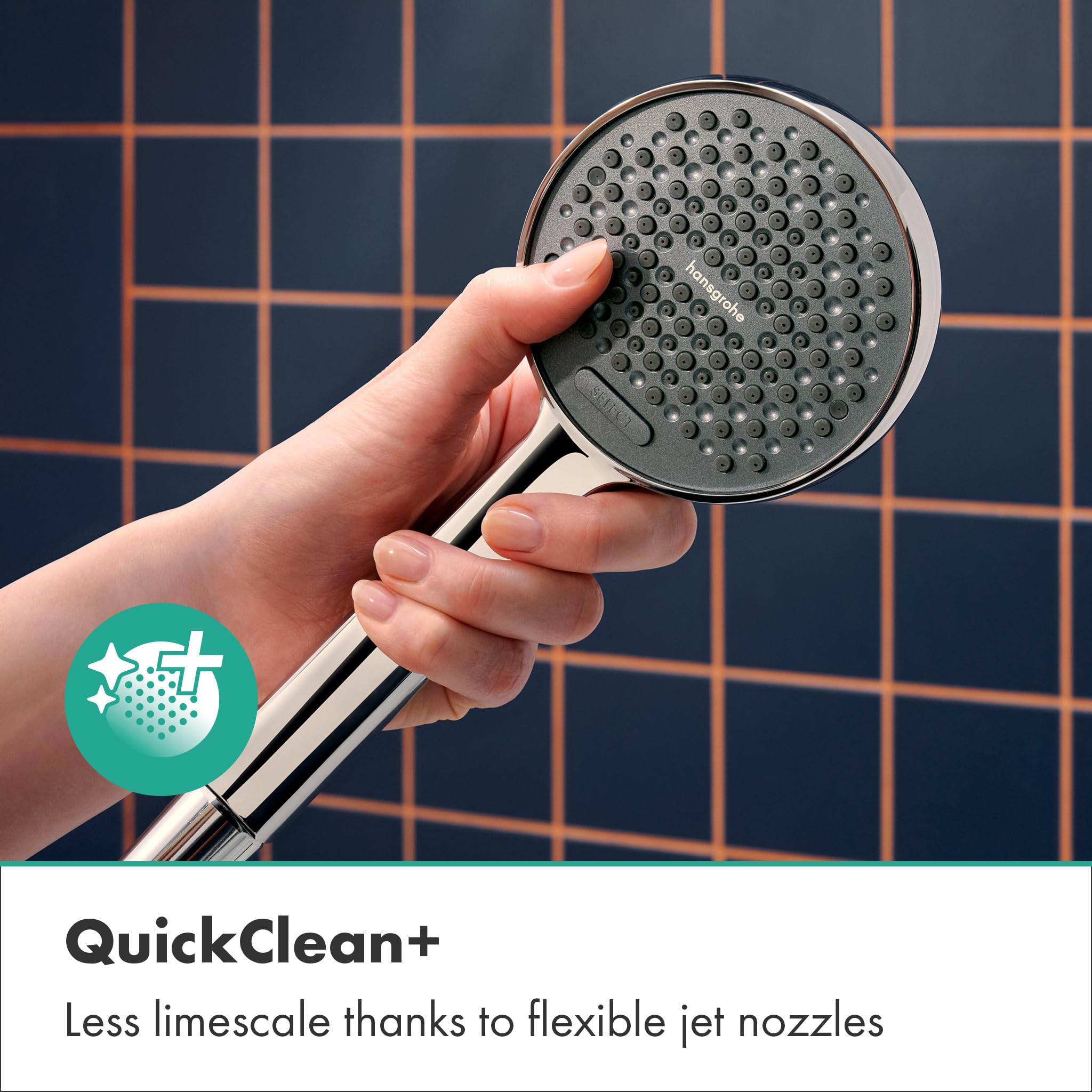 hansgrohe Activera Select S - Zestaw prysznicowy z głowicą prysznicową oszczędzający wodę (EcoSmart, 2-strumieniowa), wąż prysznicowy (1,60 m) i drążkiem (0,65 m), chrom, 28044000