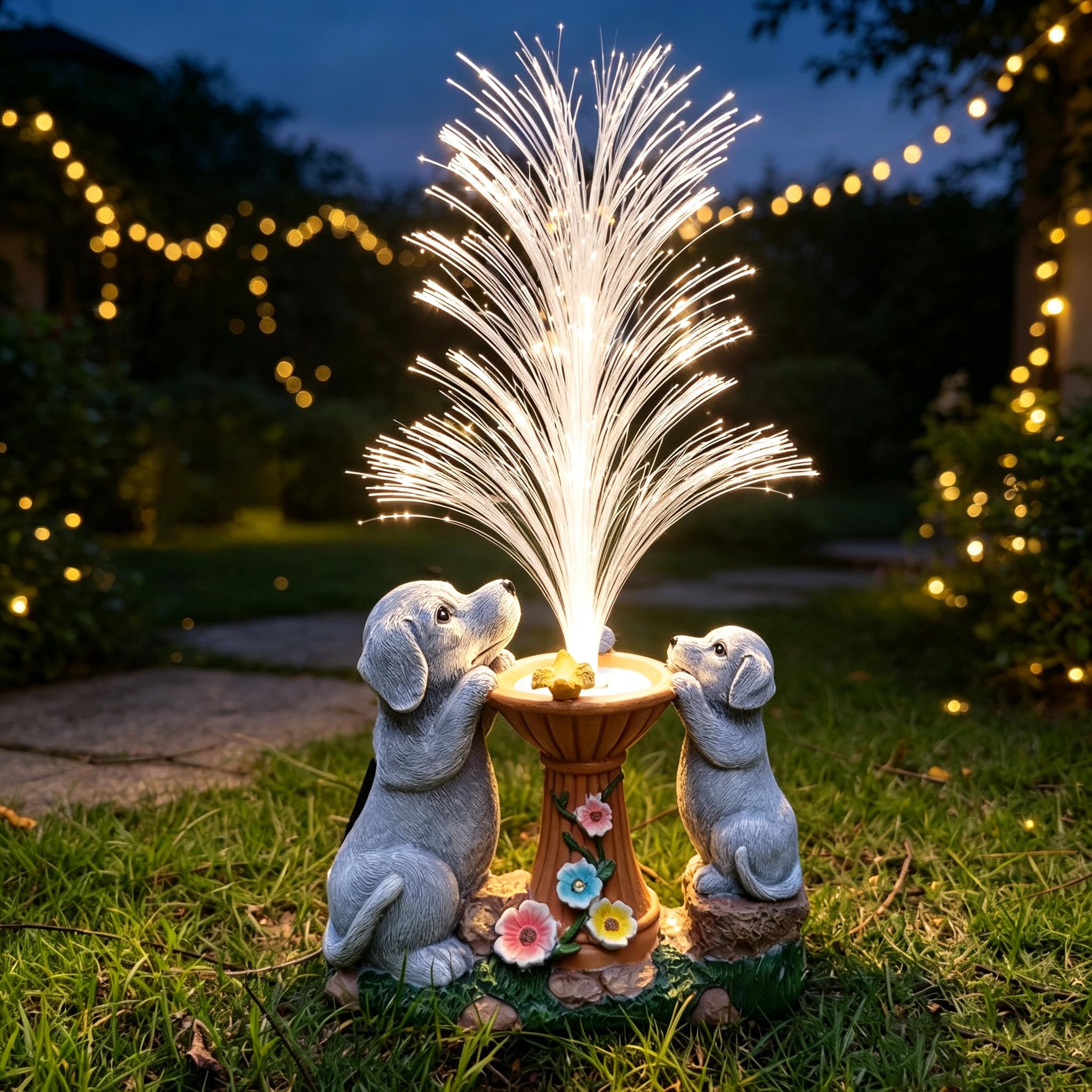 Estatuas solares de jardín para perros, luces LED para exteriores con 7 modos de cambio multicolor, decoración solar de jardín, luces de patio, césped, regalos para mamá, abuela, mujeres