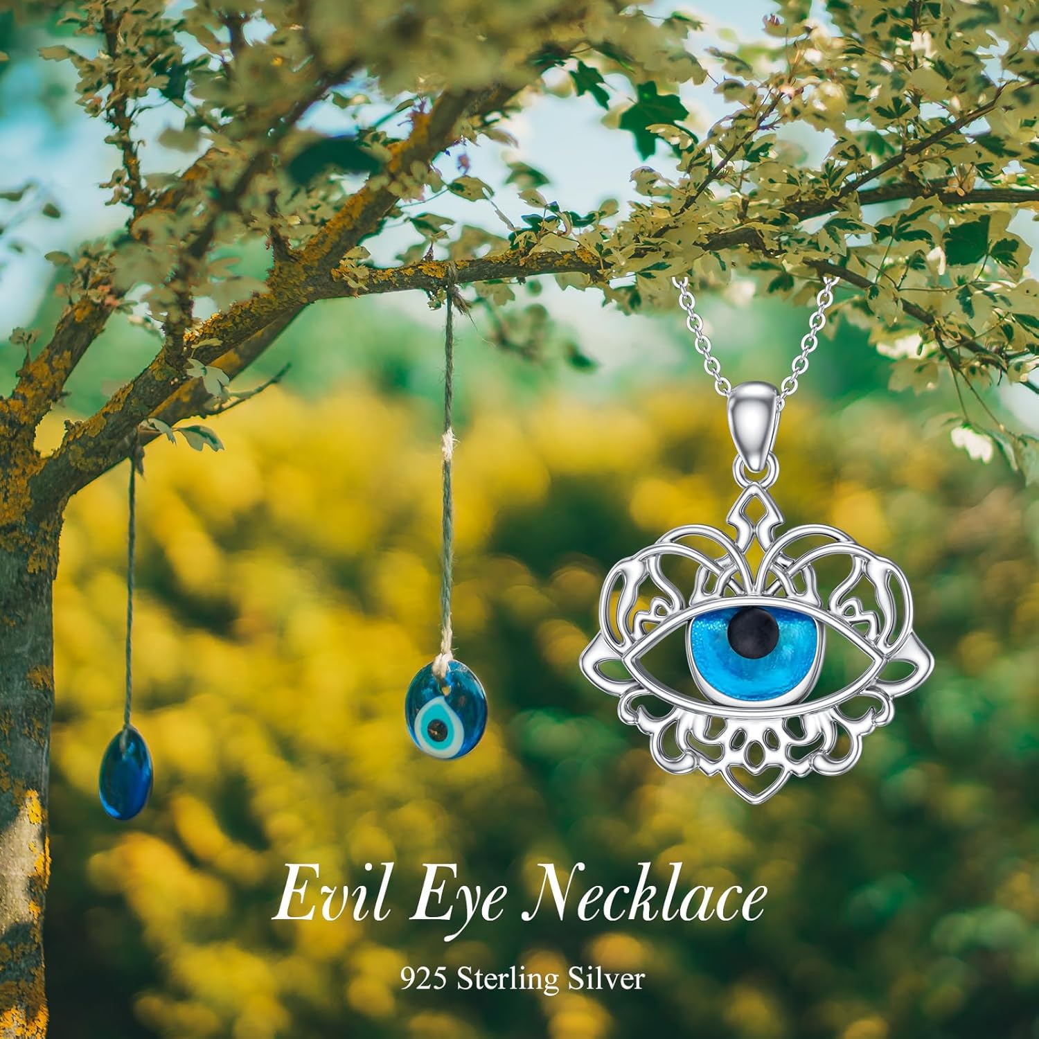 Evil Eye Necklace 925 Sterling Silver Evil Eye Pendant Lucky Protection Dainty Third Eye Charm Jewelry All Seeing Eye Necklace Birthday for Women - Image 2