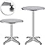 KESSER® - 2in1 Stehtisch Bistrotisch Aluminium Edelstahlplatte | höhenverstellbar | 70cm / 115cm | Partytisch Tisch Ø 60cm |