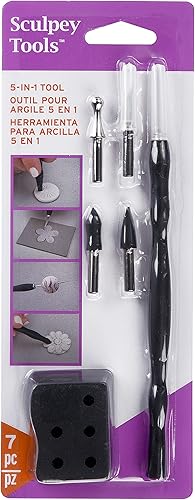 Sculpey Tools - Juego de herramientas de modelado de arcilla 5 en 1, uso con múltiples tipos de arcilla, arcilla polimérica para hornear, secar al