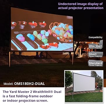 Elite Screens 100-inch Wraith Veil DUAL, 16:9, 0.8 Gain, 150 Viewing Angle, Front & Rear Projection Screen, Yardmaster 2 OMS100H2-Dual