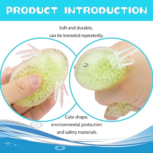 Miniatura 4 de MZQOO Squisheez Axolotl - Paquete de 4 bolas de gel para aliviar el estrés (juego de 4)  Pelotas blandas para aliviar la ansiedad para niños y