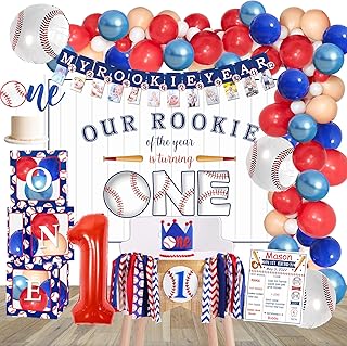 Baseball 1st Birthday Party Decorations Supplies, Rookie of The Year 1st Birthday Decorations, 1st Birthday Party Supplies for Boys, 1st Birthday Boy Decorations