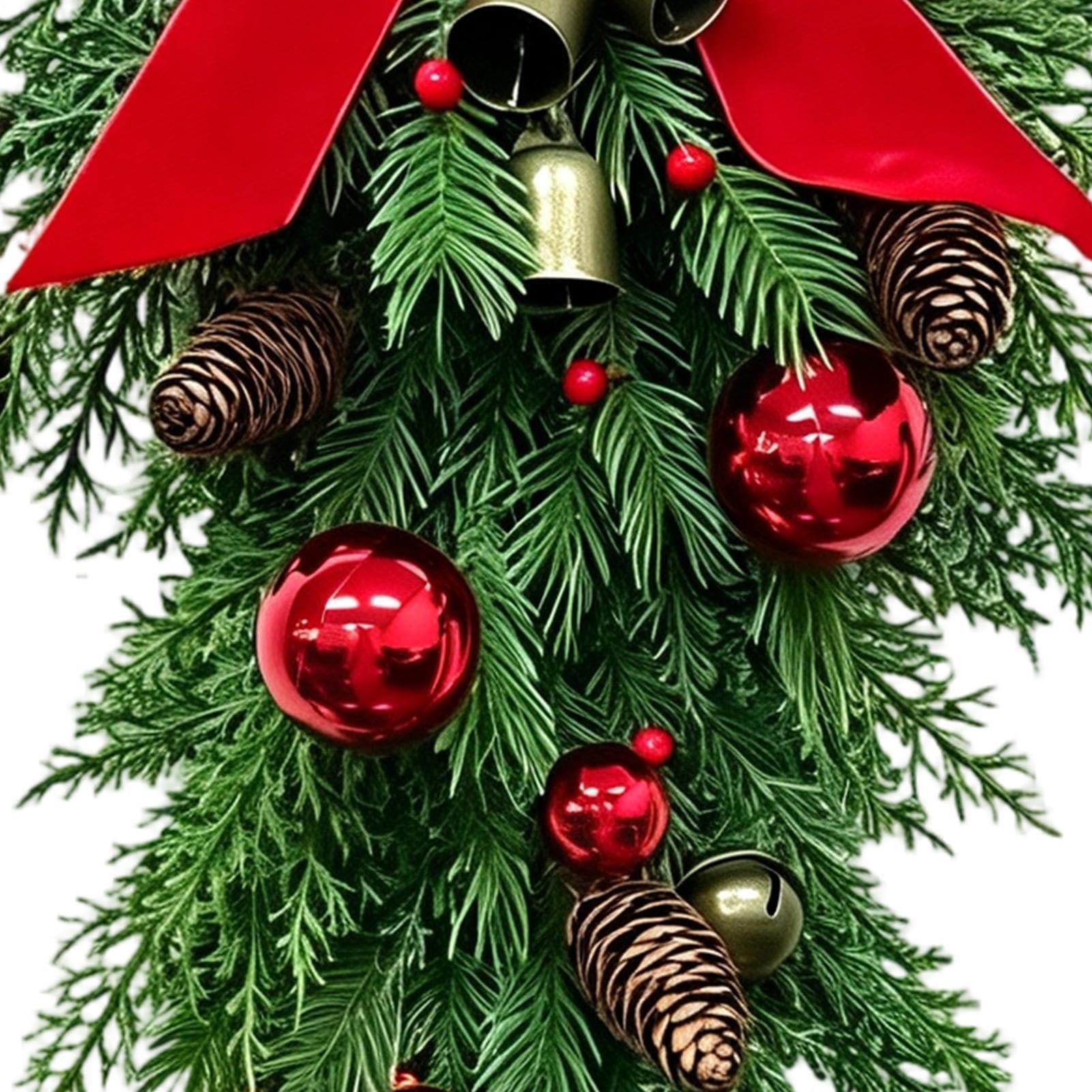 Corone di Natale per porta d'ingresso decorazione artificiale capovolta 70