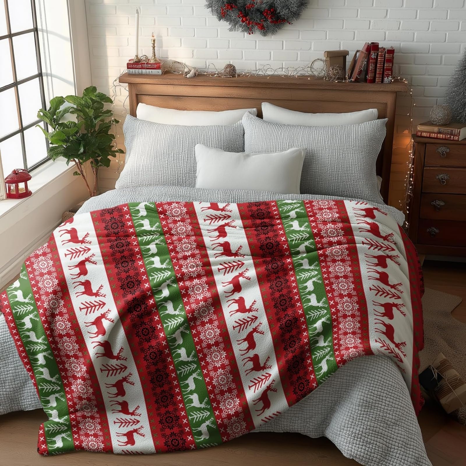 Manta de Navidad, copo de nieve, manta de Navidad (200 x 200 cm), manta de franela suave, cálida decoración navideña, acogedora manta de cabaña para sofá