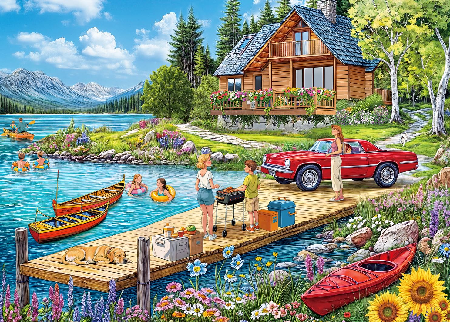 Puzzle 1000 Teile für Erwachsene, klassisches Lernspiel Wunderschönes Dekoration-Ferienhaus- Puzzle Geschenke