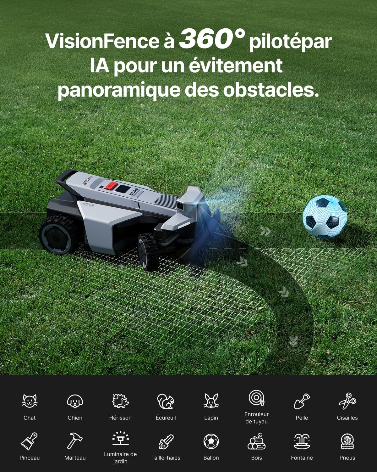 Segway Navimow X420 Robot Tondeuse avec Garage X, 4 Roues motrices pour pentes à 84%, Rayon de braquage zéro pour Un Travail sans dommage, MowMentum 2×180 W, recomm. 2 000 m² (expédié séparément)