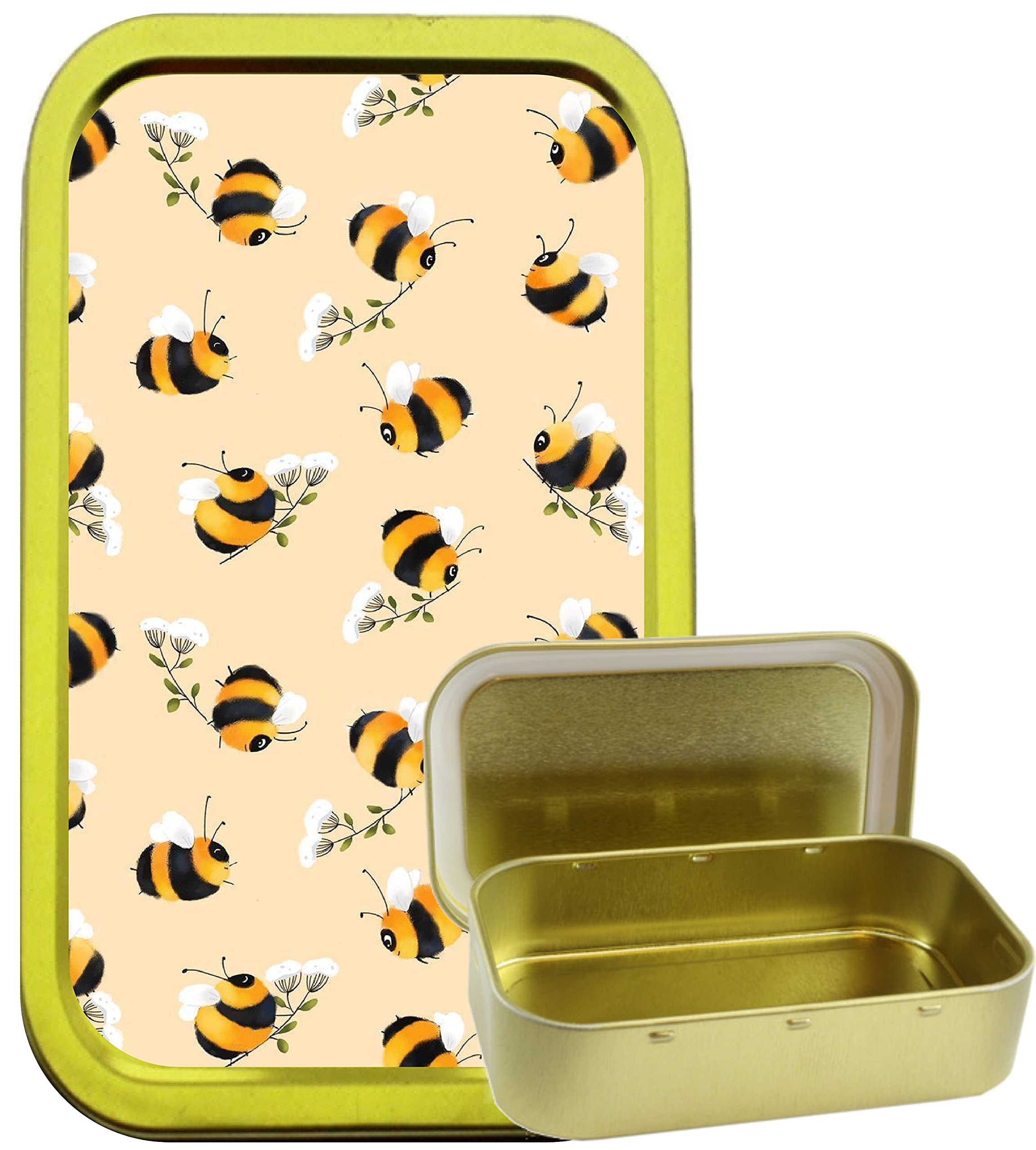 Teez Gold Busy Bees 1Oz Tobacco Tin,Baccy Tin, Pill Tin