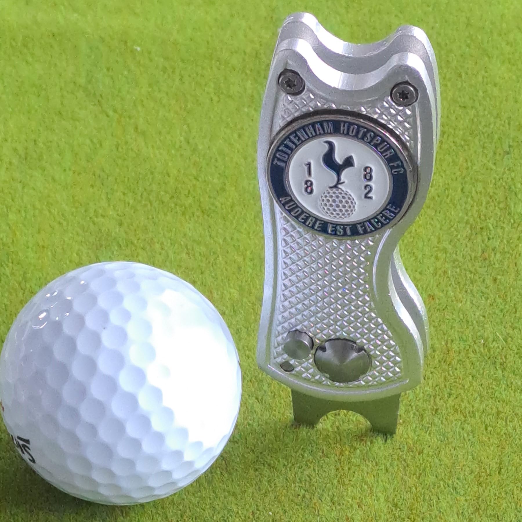 Spurs Ball Marker with Golf Divot Repair Tool - Gift Combo. Pitch Mark Tool has Pop-up Button & Foldable Tynes to Protect Pockets. Lightweight, Portable