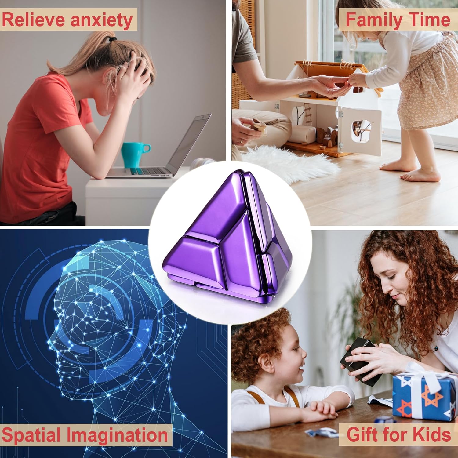 3D Triangle Metal Puzzle (Triangle Purple)