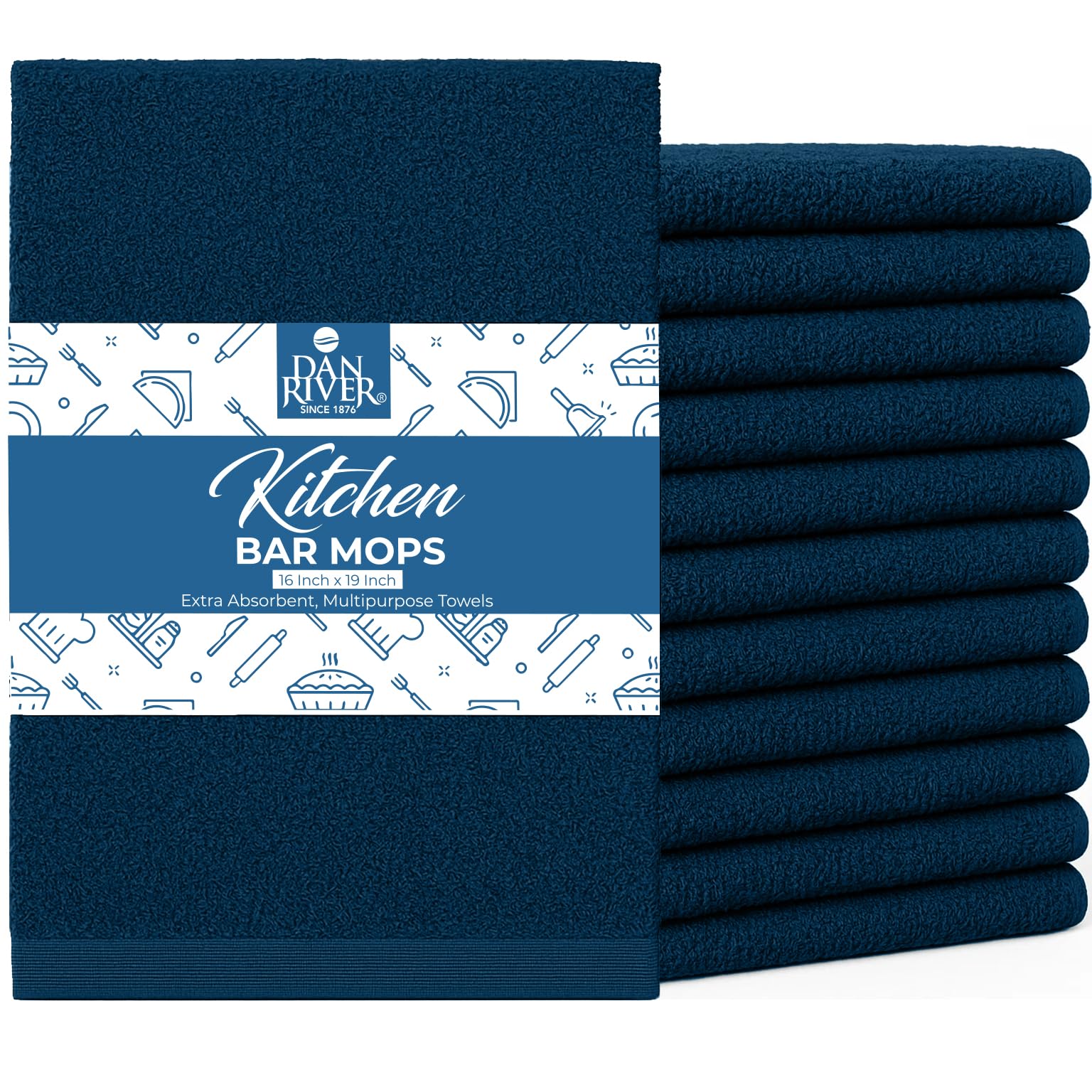 DAN RIVER Bar Mop Towels Blue Opal