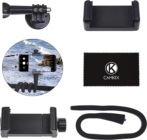 Soporte flexible para teléfono inteligente, envolvente, 2 clips para teléfono, 1 soporte de cámara de acción compatible con iPhone, Android, GoPro,