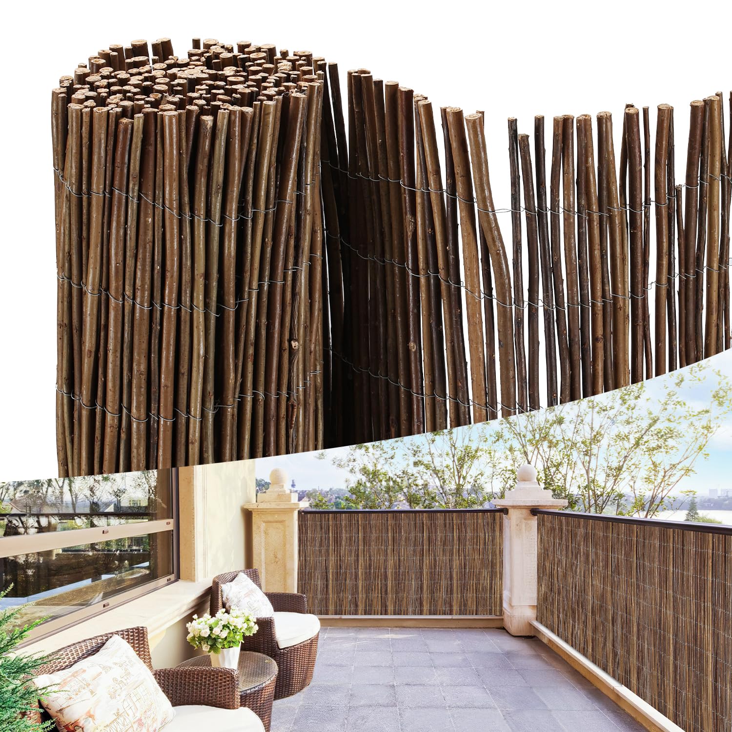 Tappeto Vimini Oscurante Tappetino In Vimini Per Recinzione – Oscurante 80%, Stile Rustico, Colore Marrone Splendente In Vimini Rustico - Foto 11