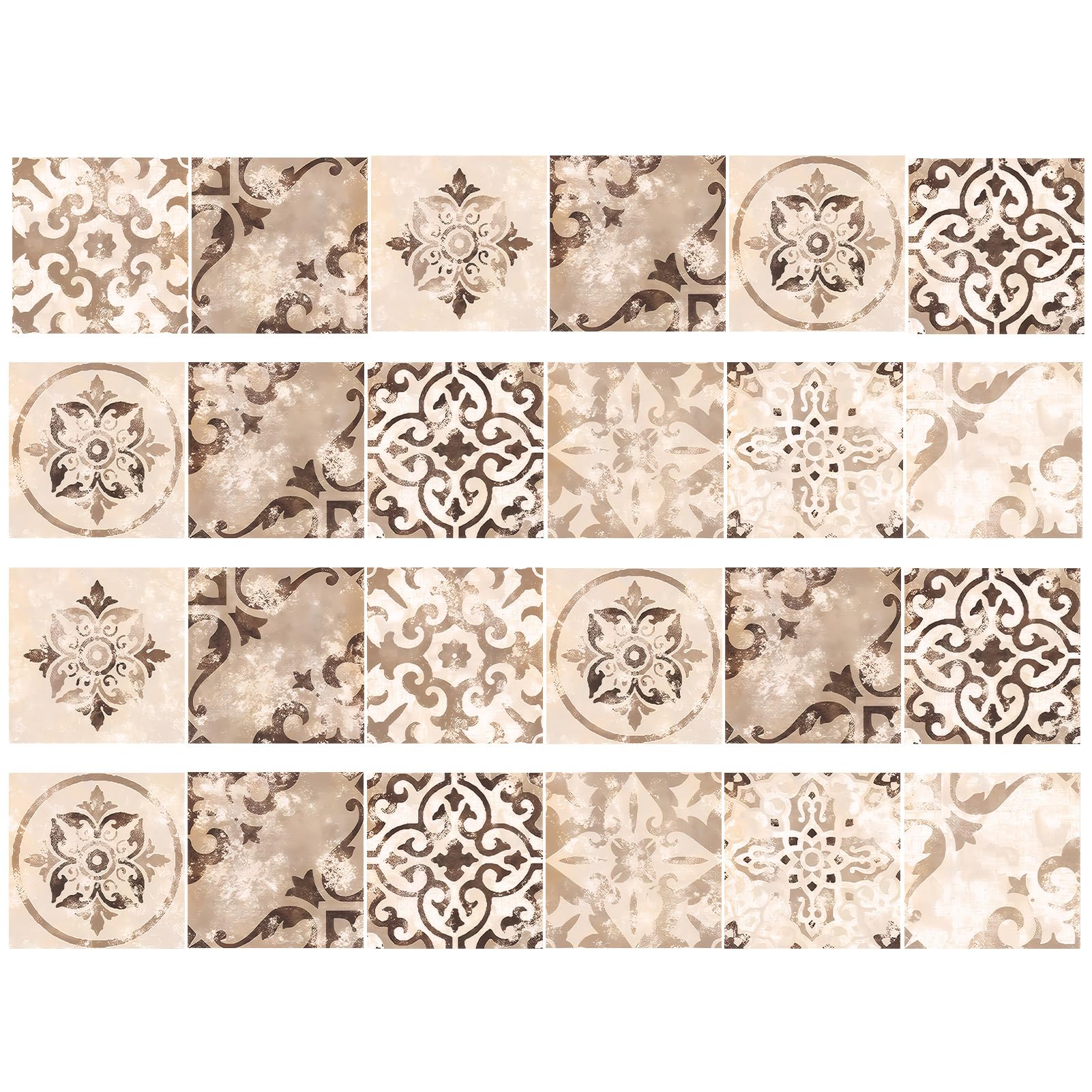 Autocollant mural carrelage marocain pour masquer ancien carrelage mural beige 15x15 - 24 pieces