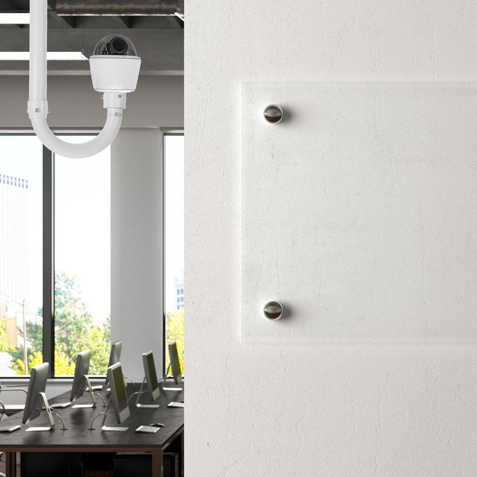 Zerodeko Support de Caméra de Sécurité Télescopique en Alliage D'aluminium Blanc, Résistant aux Intempéries, Solide et Léger, pour Surveillance Extérieure et Bureau