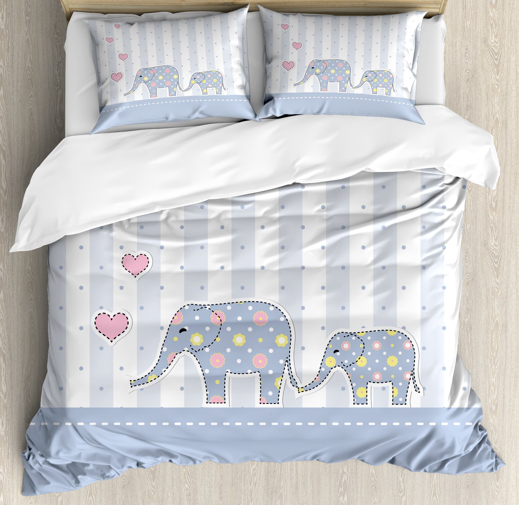 Ambesonne Animal Cartoon Duvet Cover Set Bath Themed Cheerful Celebration Soft Toned Striped Design Decorative 3 Piece Bedding