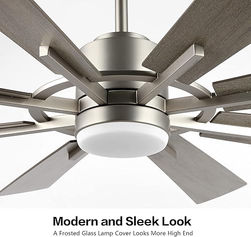 Miniatura 8 de WINGBO Ventilador de techo CC de 60 pulgadas con luces y control remoto ventilador de techo de níquel cepillado 8 cuchillas de madera contrachapada
