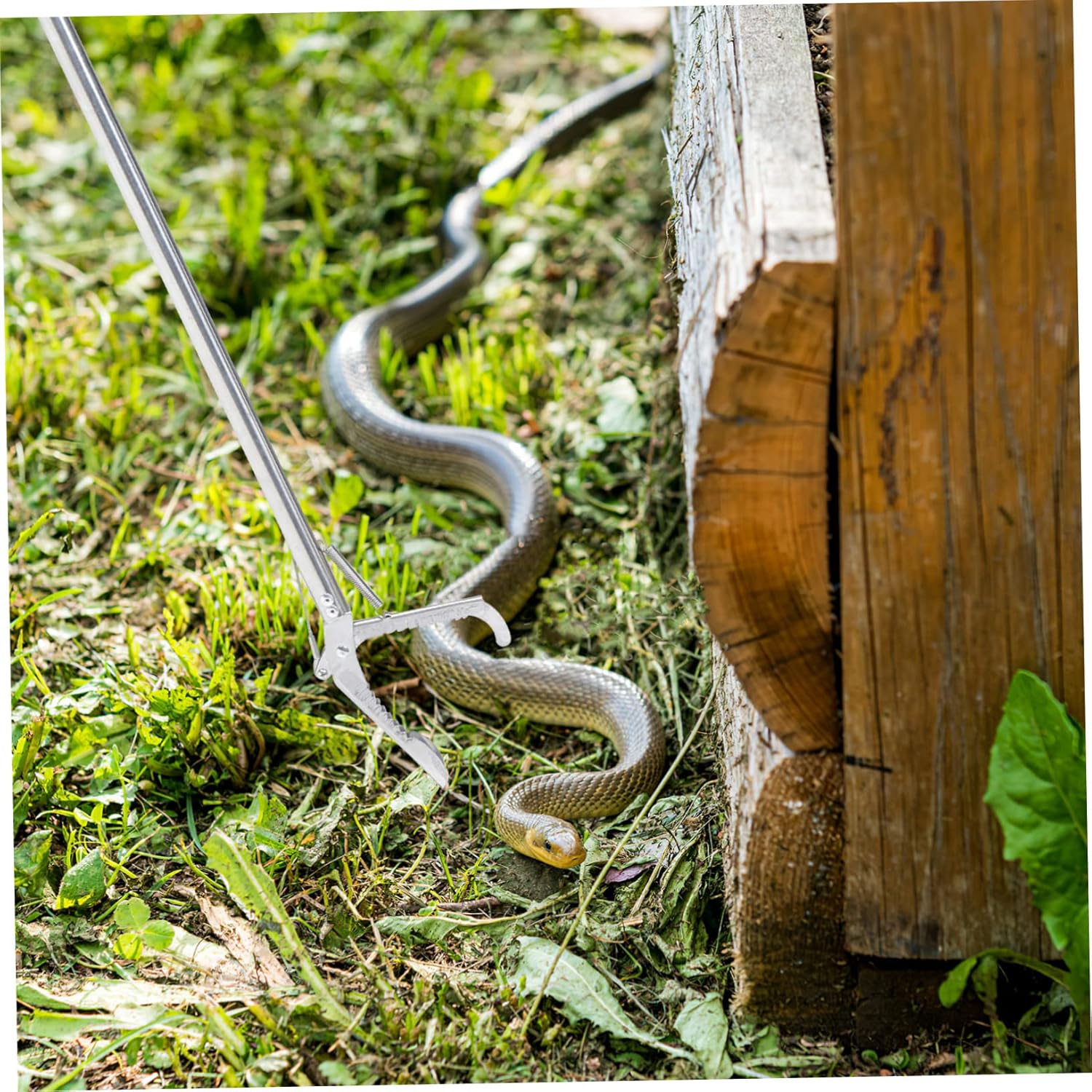 SUPVOX Stainless Steel Snake Tongs Safe Catching Snake Trap Clip Folding Clamp Reptile Tongs Clips Outdoor Tool