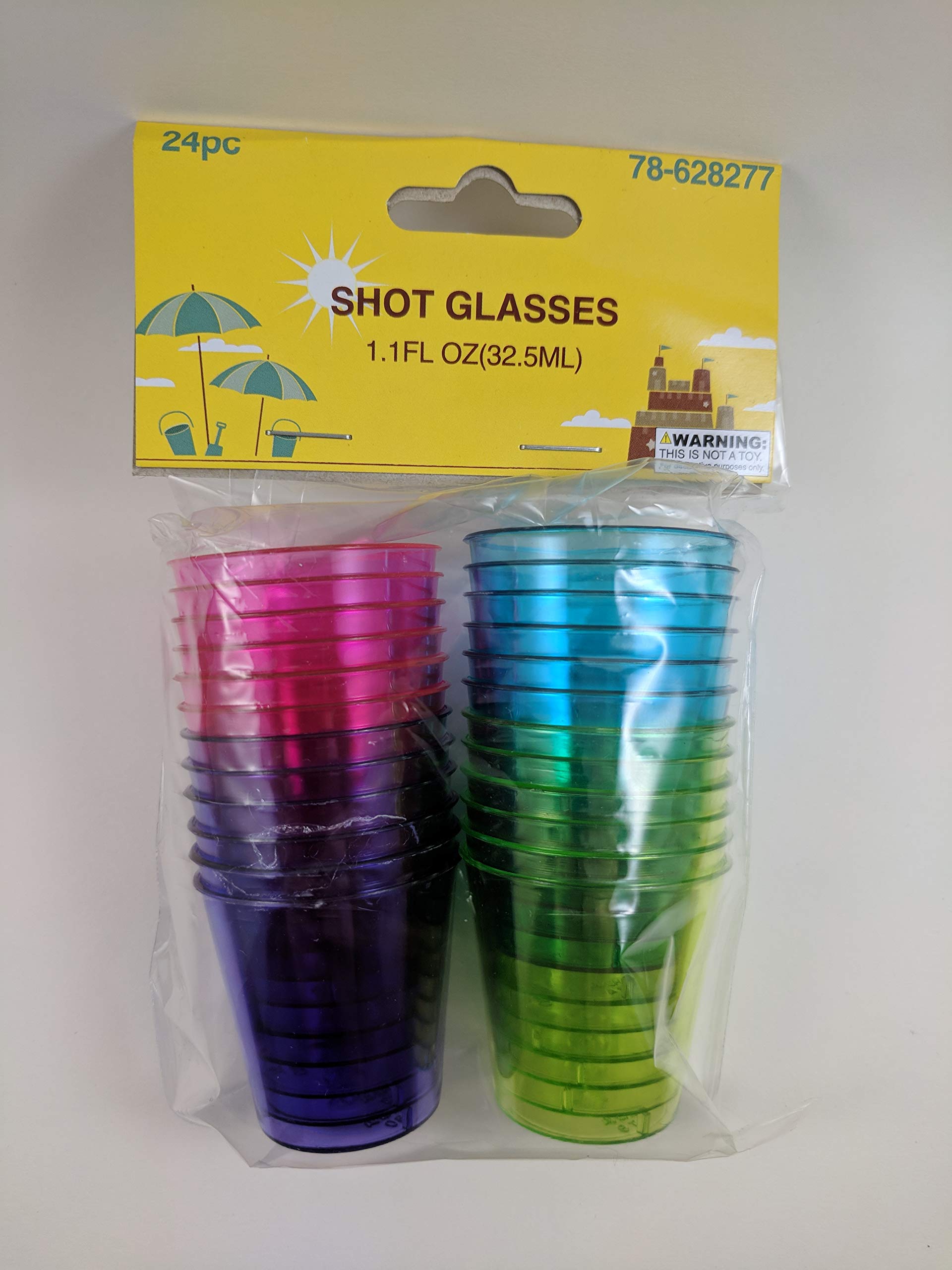 Momentum Brands Plastic Shot Glasses Multicolored Disposable Shot Glasses 1 oz Party Shot Glasses 24-pack Tasting Cups