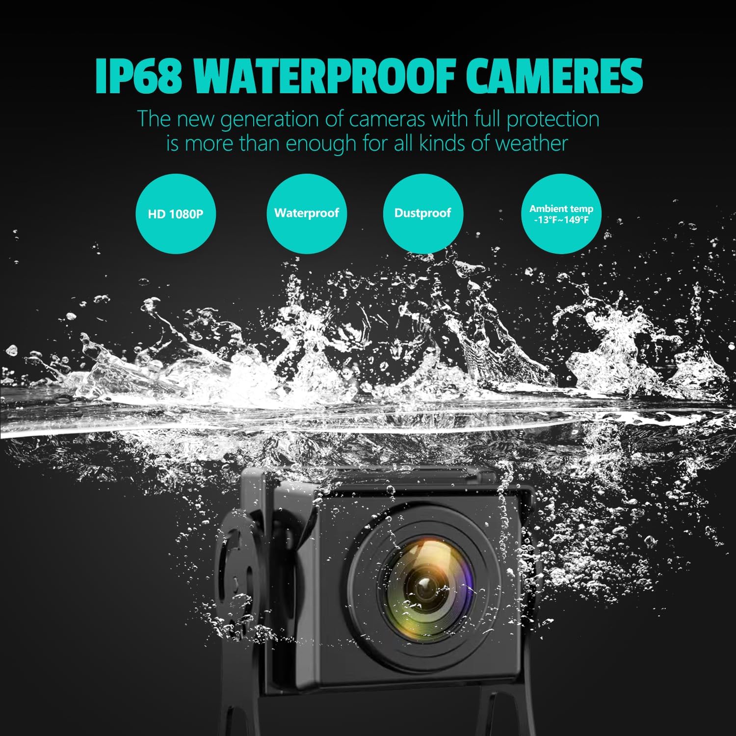 10,36-Inch 4-Channel 128GB Large Audio Screen 1080P Backup Camera Monitor & Built-in DVR Video Recorder for RV Truck Trailer Rear Side Front Reversing View Wired System Image Waterproof