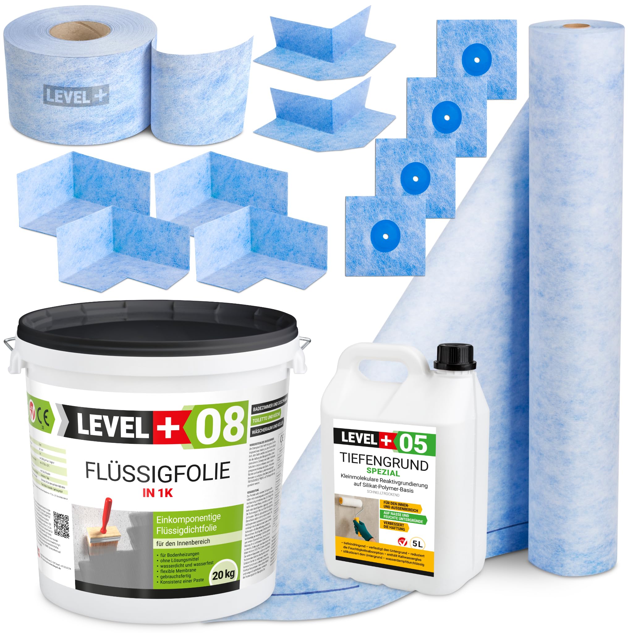 Juego de sellado 20Kg Cinta de sellado líquido Imprimación de profundidad Baño Ducha Sellado SET45
