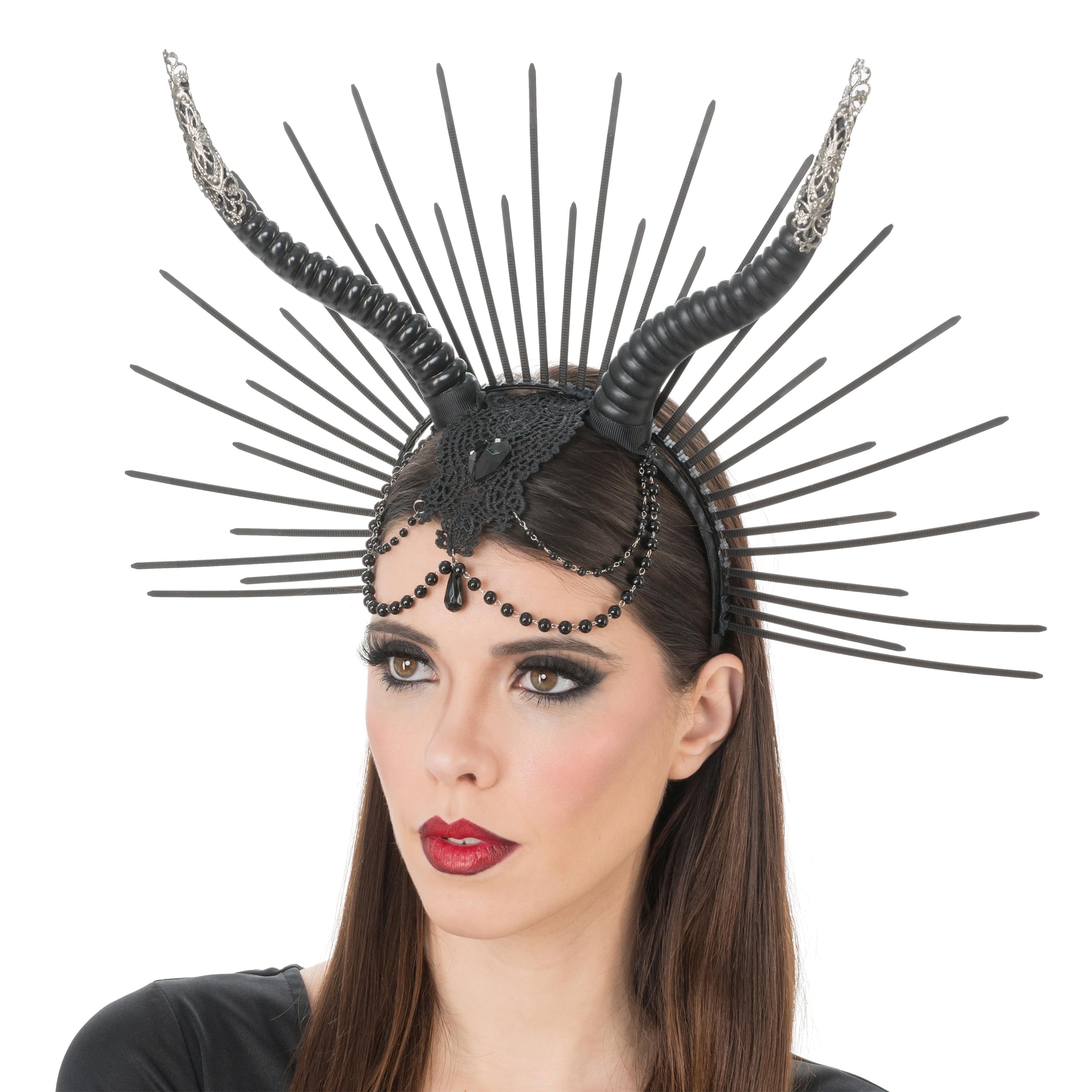 Chaks 14413 Gothic Hörner Haarreif Horns Headband, Black