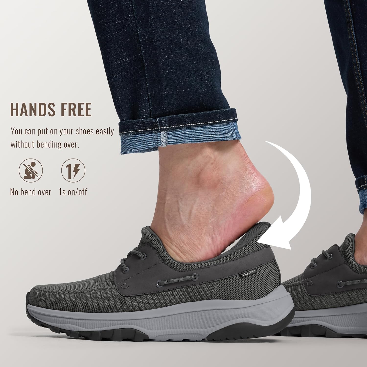 Slip On Shoes for Men Orthopedic Walking Shoe with Arch Support Hands Free Loafers Casual - Image 3