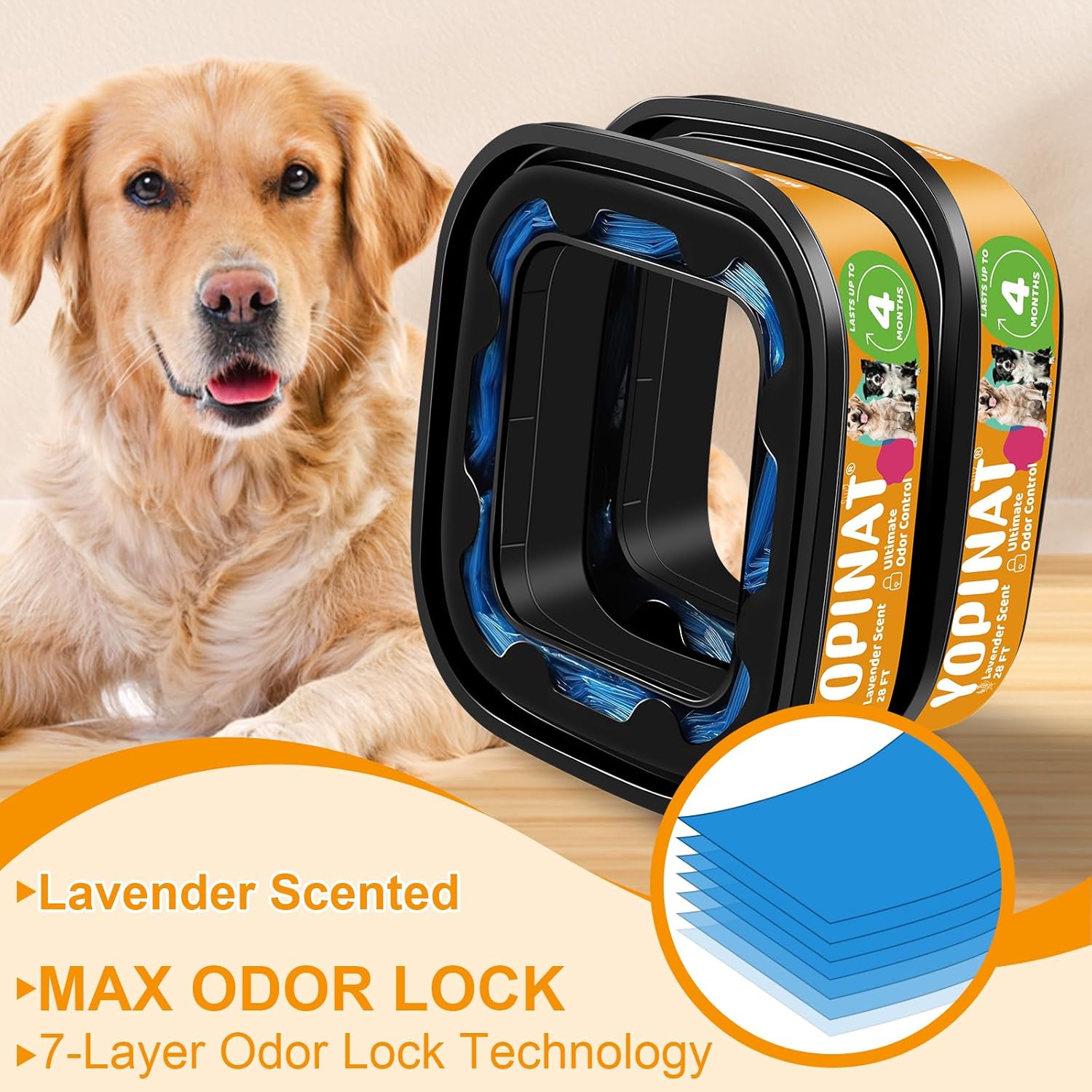 Stay Fresh: Jumbo Square Lavender Scented Refill Bags for Pet Waste Disposal