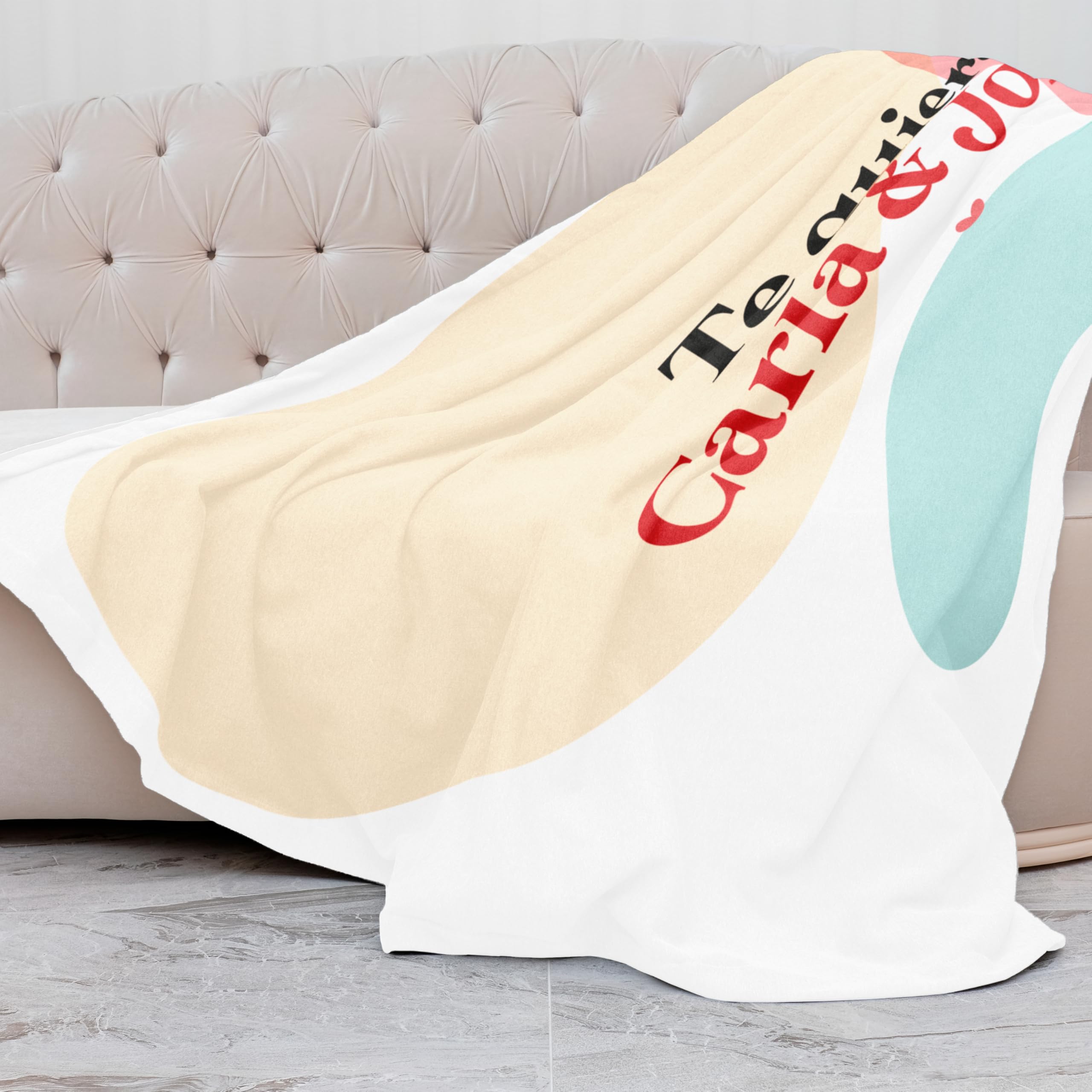 Manta Personalizada de 170x130cm con Nombres o Texto Diseño Te Quiero Disponible el Tela Polar, Coralina y Sherpa Borreguillo para Sofá o Cama Perfecta para Regalo Original (Coralina)