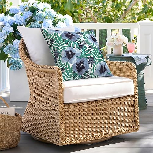 Miniatura 6 de DYTXIII Paquete de 2 almohadas impermeables para exteriores con rellenos, cojín decorativo cuadrado de 18 x 18 pulgadas para patio, hogar, sofá,