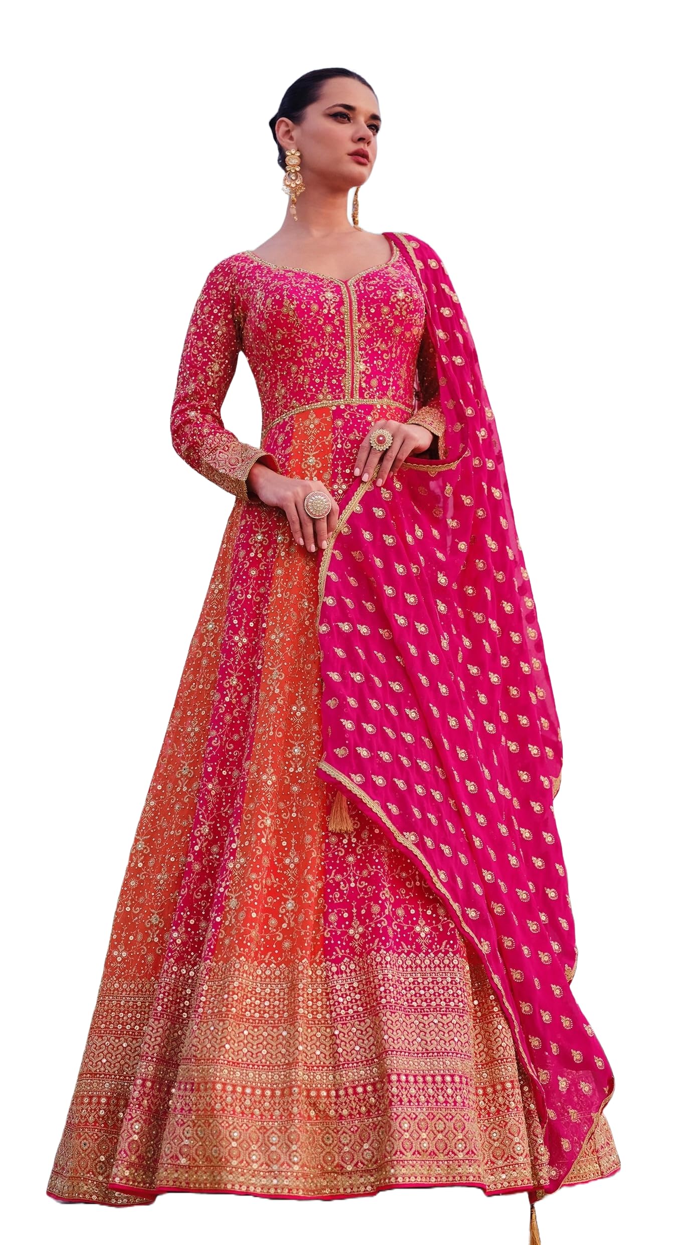 DelisaFashion Ready to Wear Indian Pakistani Wedding/Party Wear Anarkali Gown Dress Suit for Women’s-5417