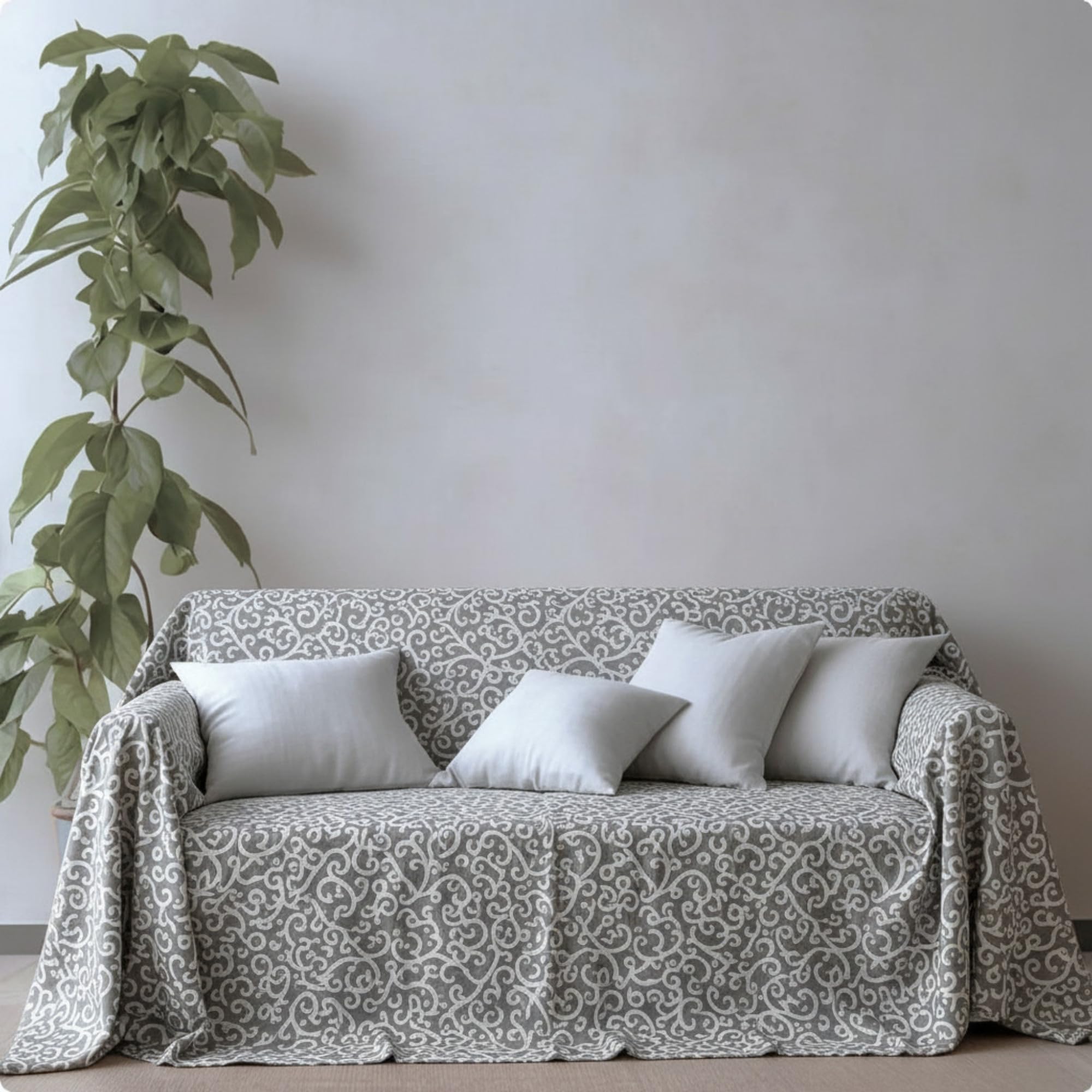 L'Emporio Casa Telo Arredo Copridivano Ricciolo Tela Robusta Grossa in Cotone di Panama Misure Maxi 160X280-260x280-360x280 Lenzuolo Copritutto Made Italy (160x280, Grigio)