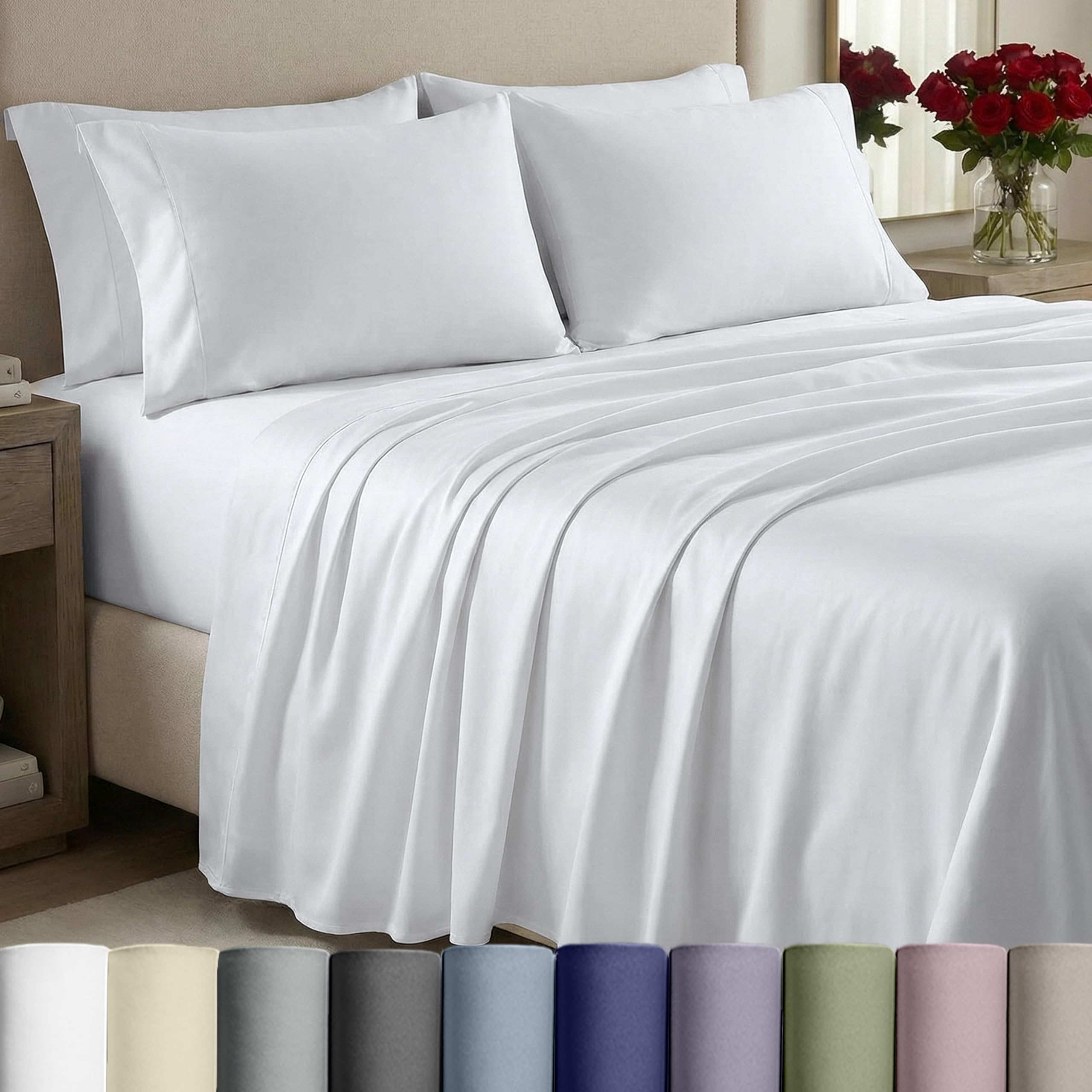 California Design Den Split King Sheets Sets for Adjustable Bed - Luxury 1000 Thread Count Sateen Thick and