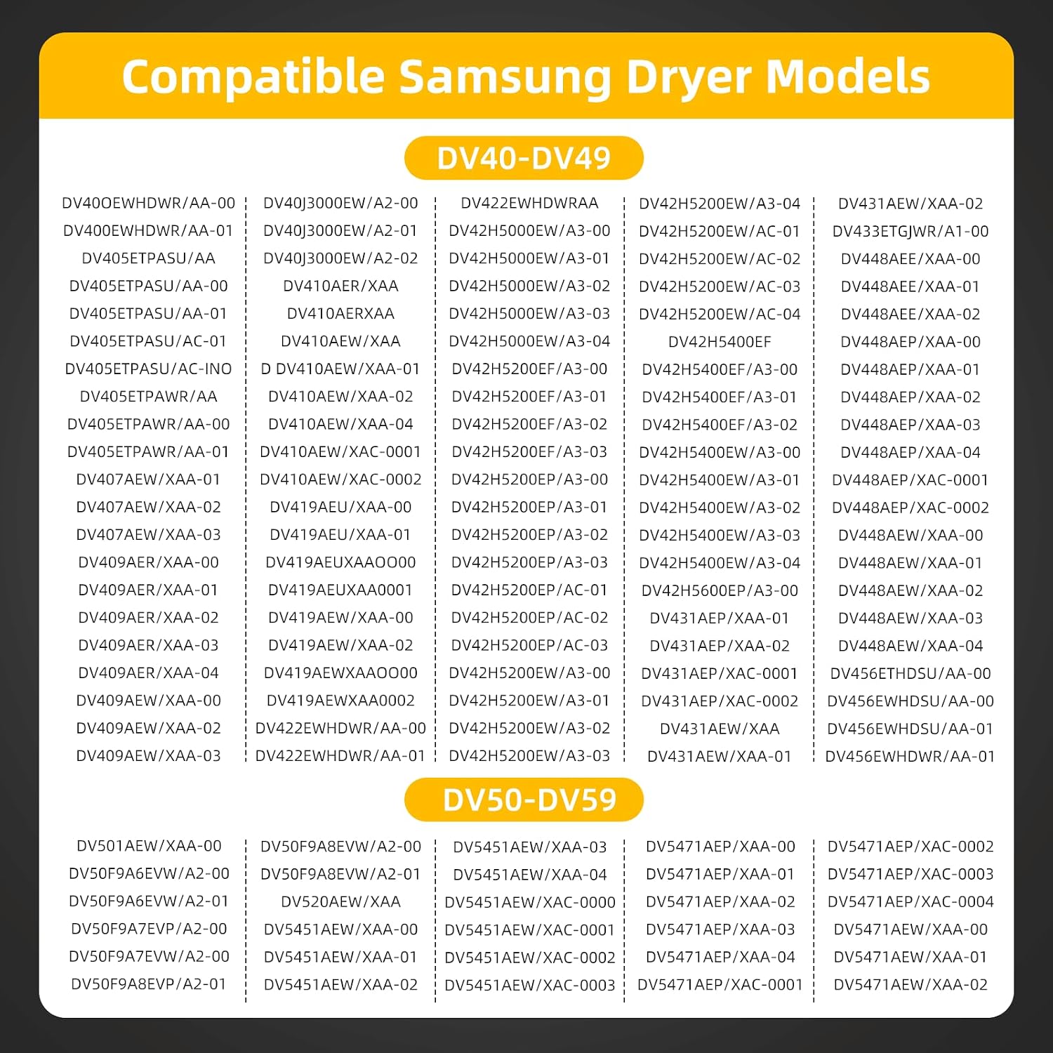 DV395ETPASU/A1 DV400EWHDWR/AA DV448AEP/XAA DV456EWHDWR/AA Dryer Heating Element for Samsung DVE45N5300V/A3 DVE45T6000W/A3 DVE50R5400W/A3 DV45H7200EW/A2 DV50F9A6EVW/A2 DV330AEB/XAA