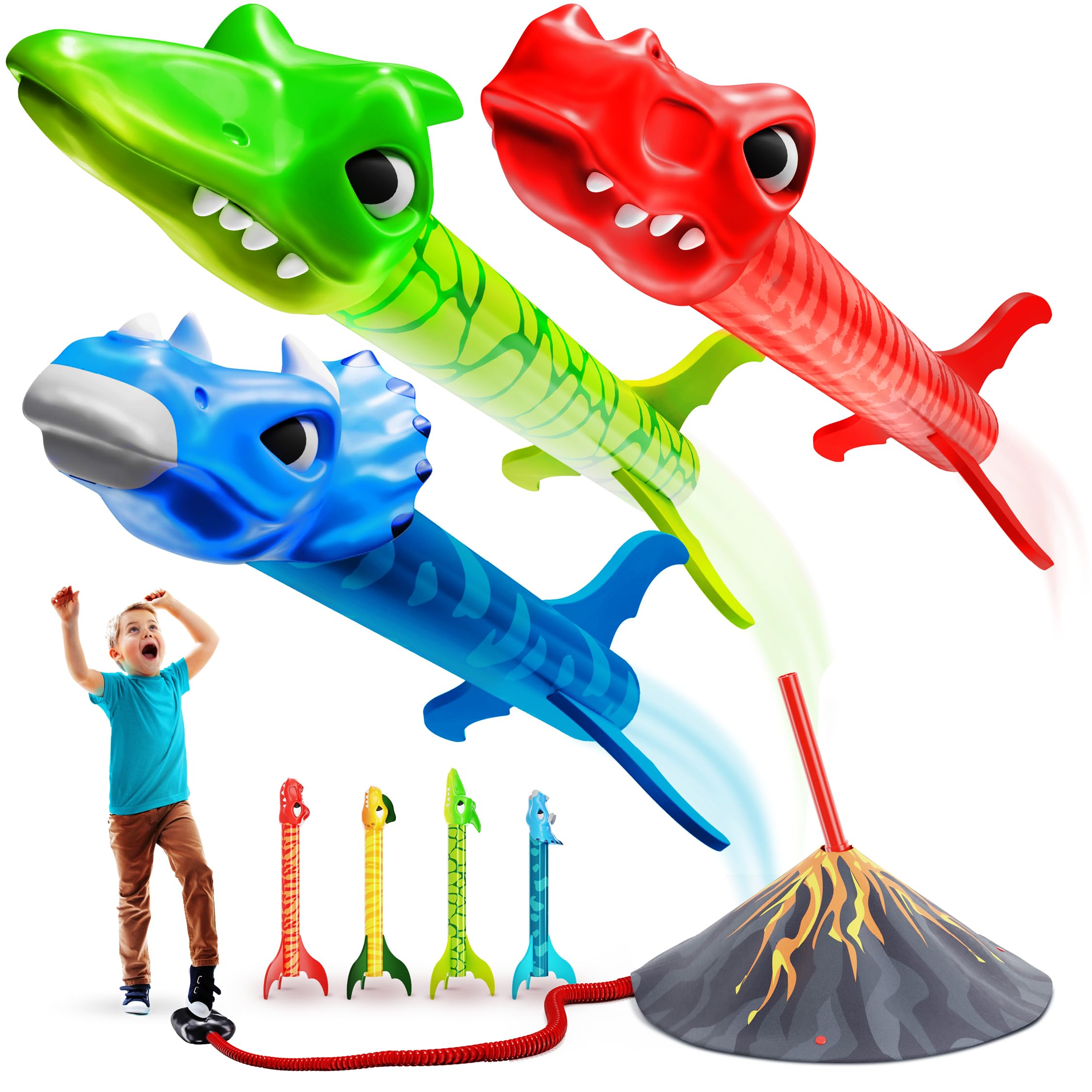 Ninja Blast Dinosaur Toy Rocket Launcher for Kids Toys for Kids 3-5 5-7 4-6 - Outdoor Toys for Kid Ages 4-8 - 3 4 Year Old Boy Birthday Gift - Gifts for Boys Age 3 4 5 6 Years Toy for Toddlers