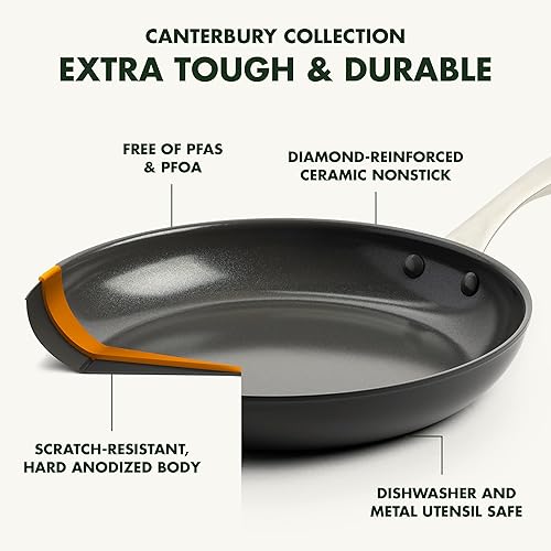Miniatura 3 de GreenPan Canterbury - Sartén para saltear de 5 cuartos con tapa, cerámica anodizada dura, antiadherente, sin PFAS, mango de acero inoxidable, apto