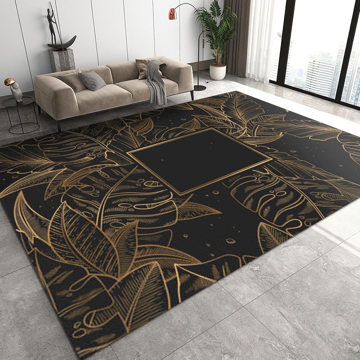 Carpets For Bedrooms Teenager Boy Gril 3D Plant Leaves Bed Rugs Bedroom Living Room Decorations Floor Indoor Area Rugs Washable Non-Slip Rugs Pads 60 X 90 Cm, Easy Clean -3304603367681
