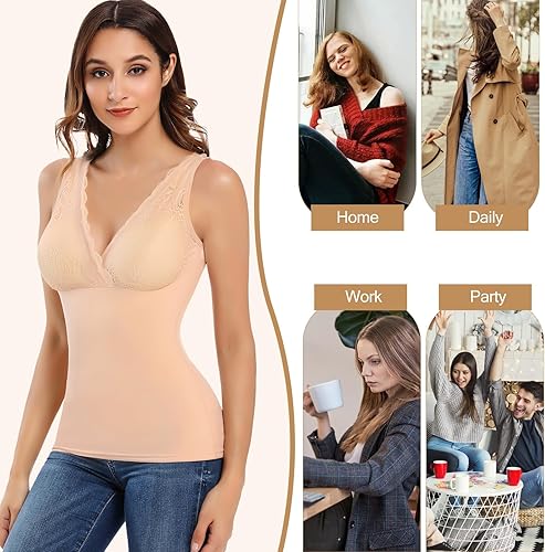 Miniatura 7 de JOYSHAPER Ropa interior térmica sin mangas con forro de capa base para clima frío invierno camisas térmicas largas camisetas térmicas