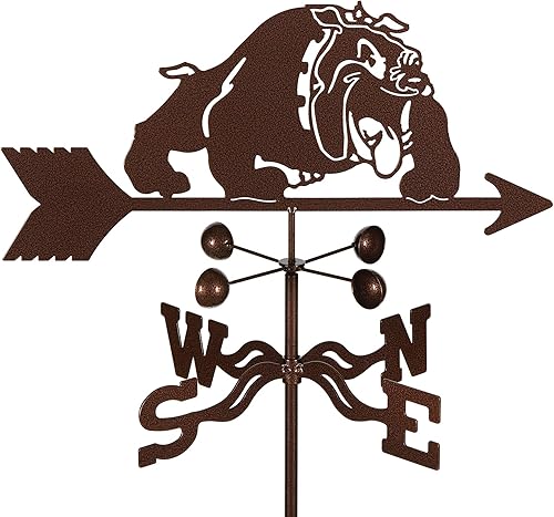 EZ Vane - Veleta Bulldog de acero de 21 pulgadas de altura, incluye soporte de techo de metal, vasos de viento y soportes, hecho a mano y de