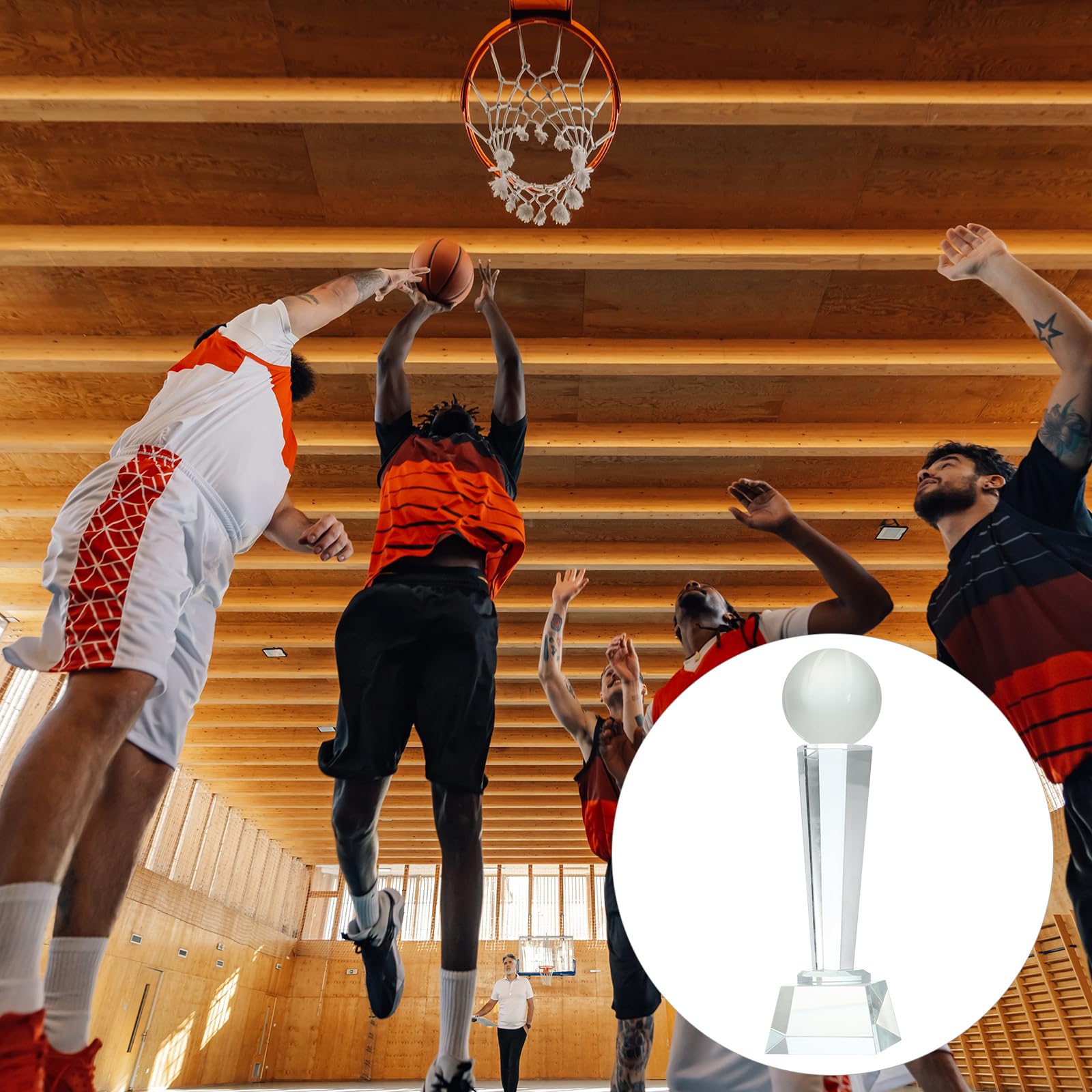 QUARKZMAN Kristallglas Trophäe Mit Box 9 X 2.8 Zoll 2Stk Basketball Champions Auszeichnung Für Desktop Tisch Dekoration Turniere Sportwettbewerbe Briefbeschwerer Klar